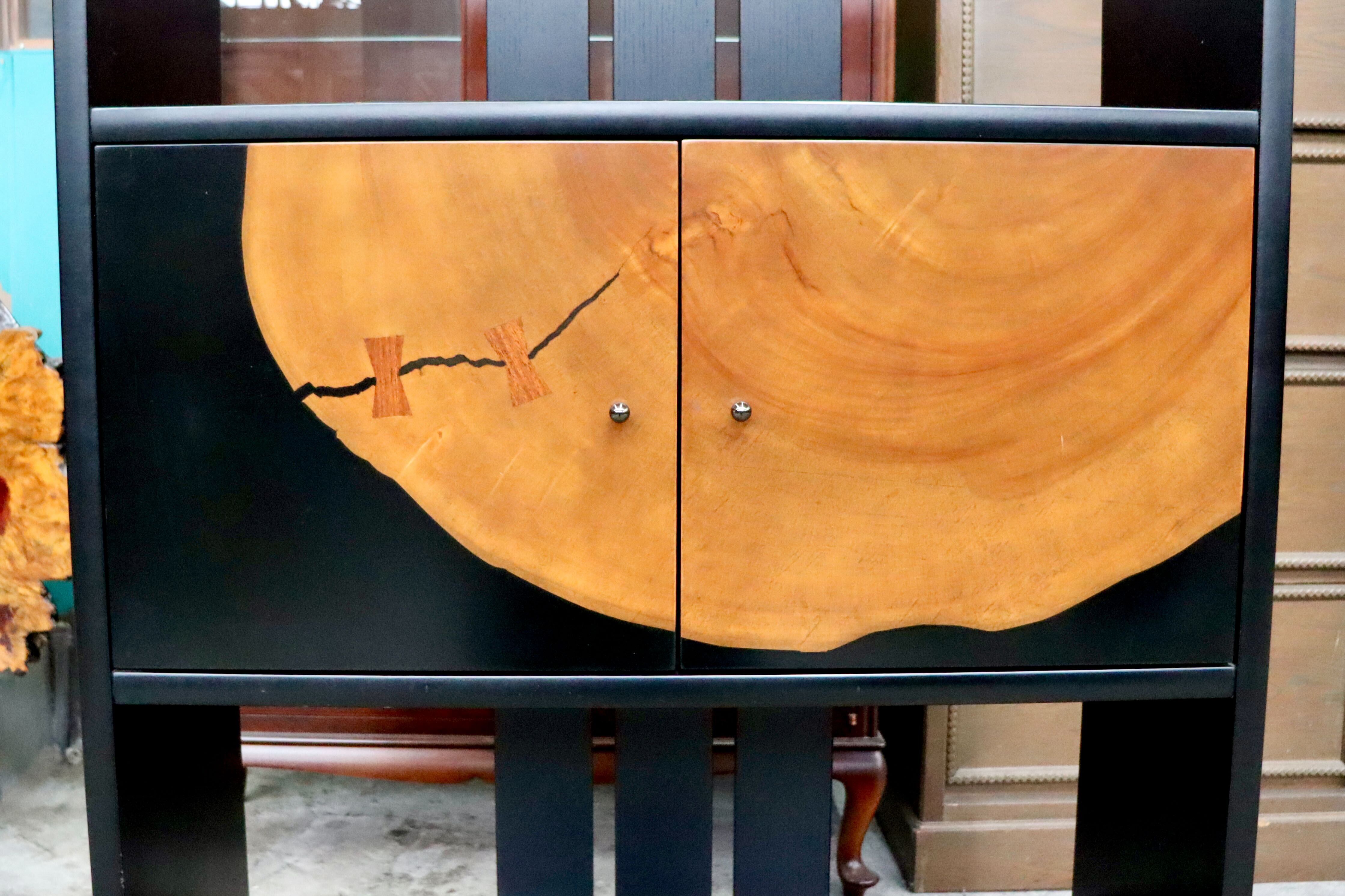 GMIH432○松岡漆工 キャビネット リビングボード 飾り棚 サイドボード 和家具 和モダン 希少 廃盤品 レトロ アンティーク