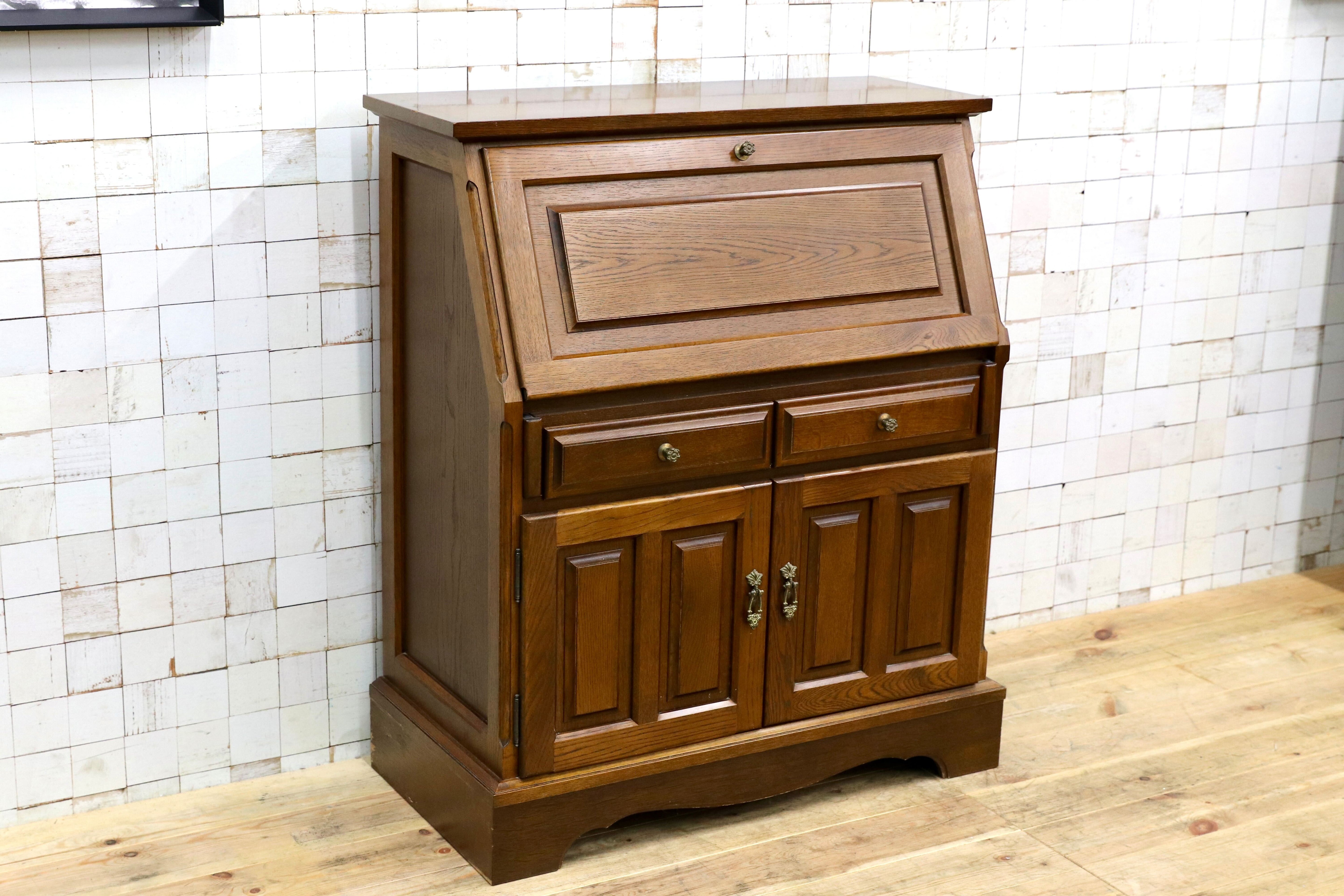 GMIK596○karimoku / カリモク ライティングビューロー デスク 机 学習机 オールドカリモク ヴィンテージ 書斎机 国産家具 オーク