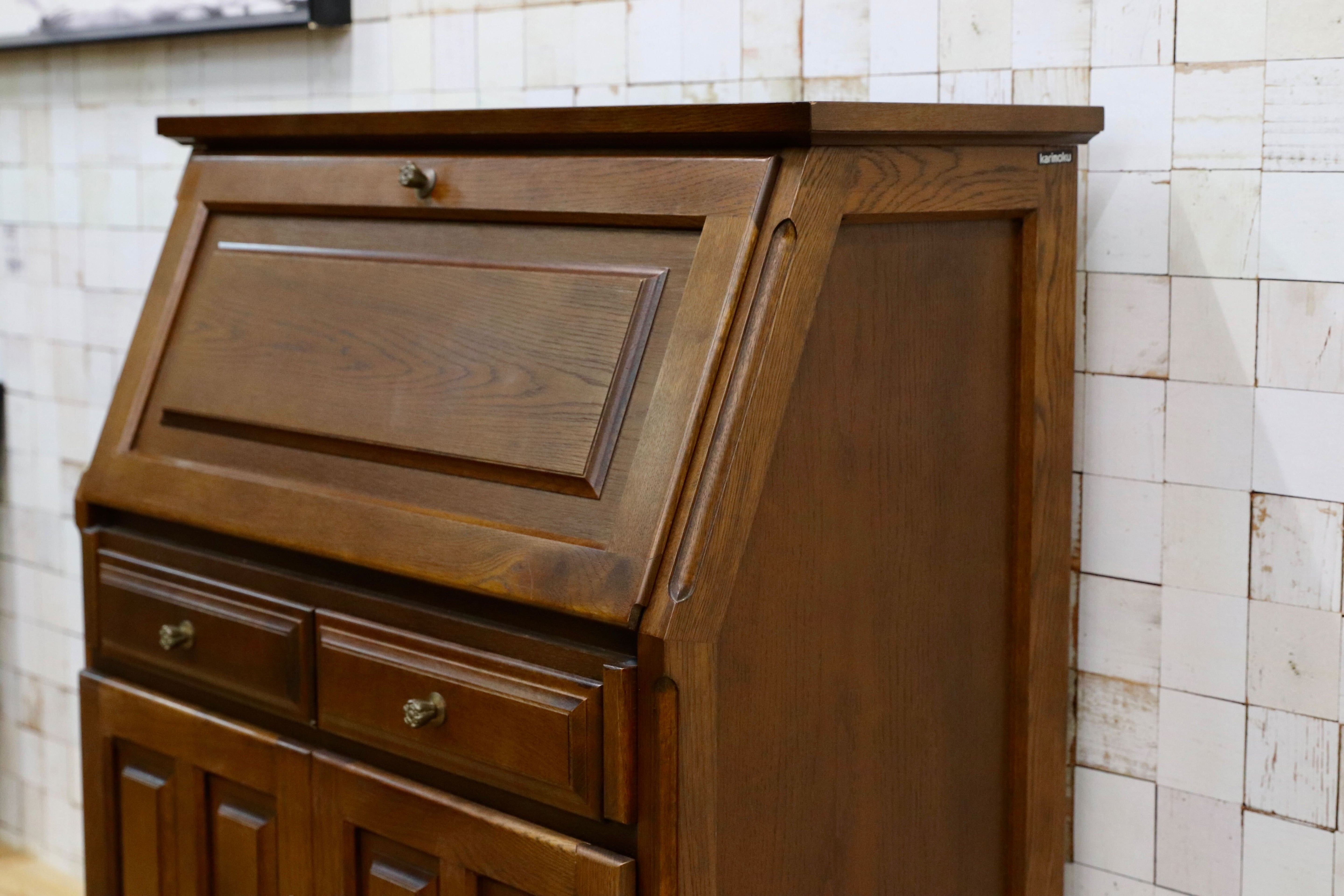 GMIK596○karimoku / カリモク ライティングビューロー デスク 机 学習机 オールドカリモク ヴィンテージ 書斎机 国産家具 オーク