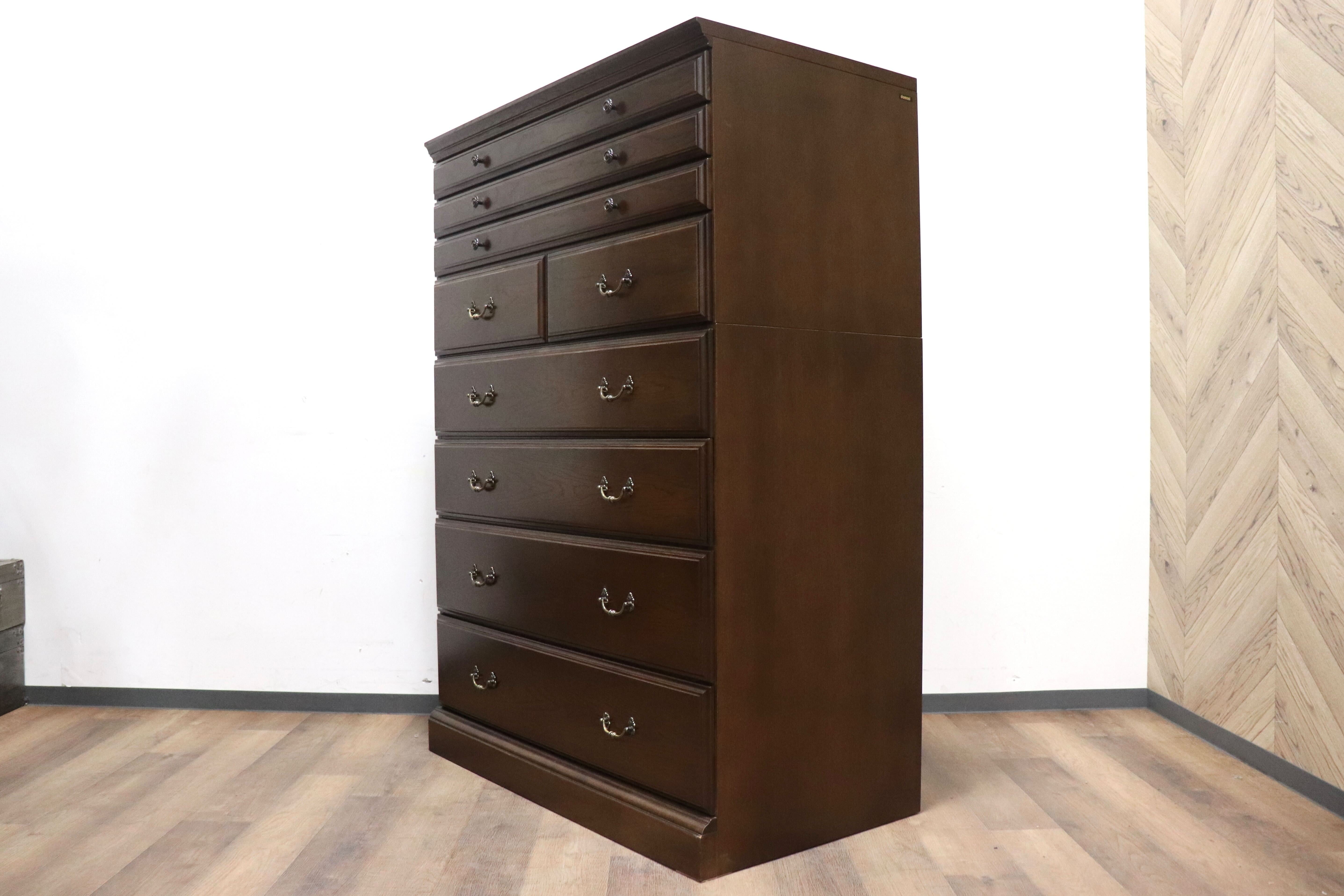 GMHN91C○domani / ドマーニ QUEENS LIFE クイーンズライフ ハイチェスト 整理箪笥 収納家具 オーク材 クラシック カリモク最高峰 約48万