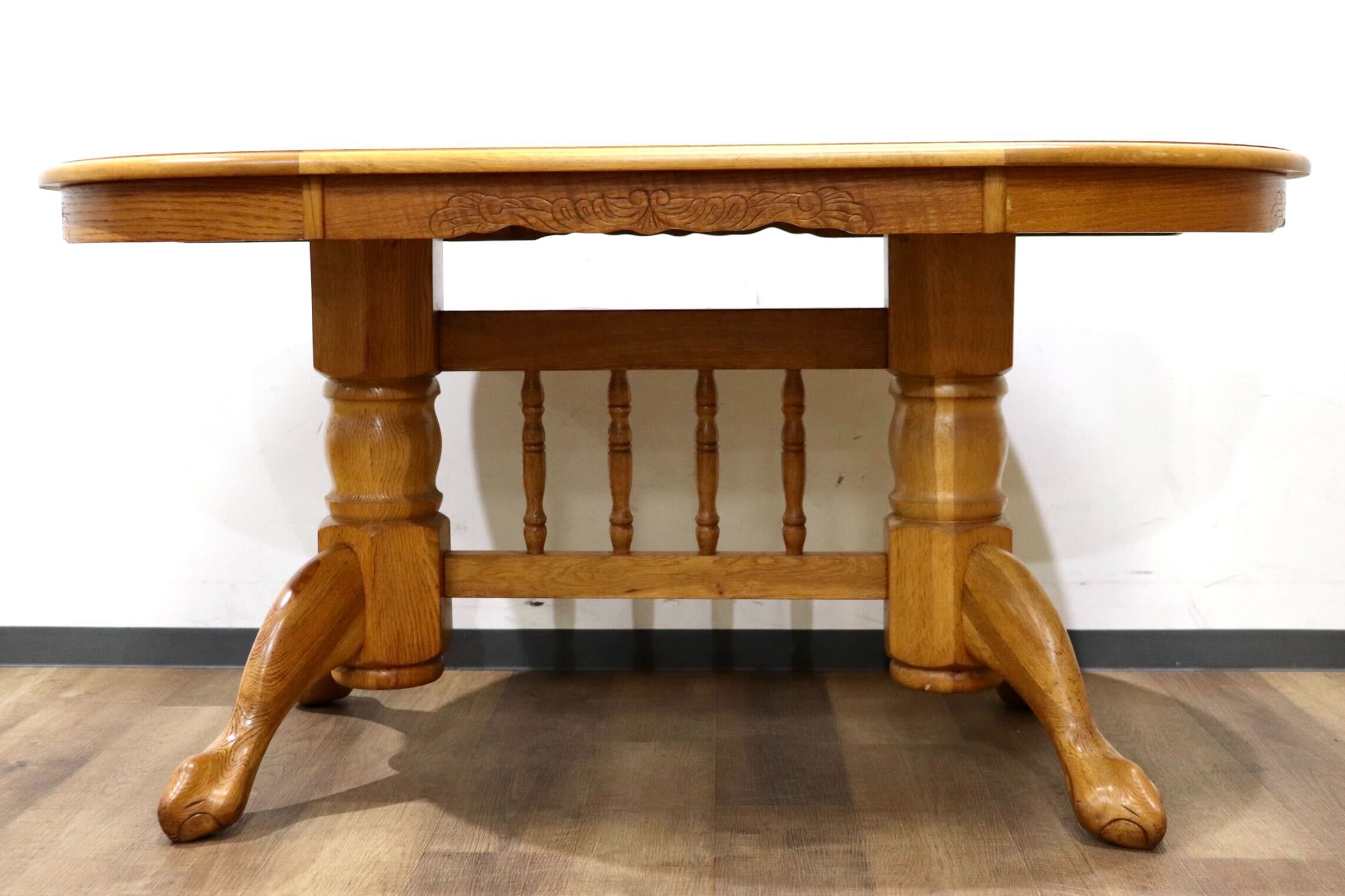 GMHH344○Shin Lee / シンリー ダイニングテーブル 食卓テーブル 作業台 オーバル オーク材 彫刻 カントリー アンティーク IDC大塚家具