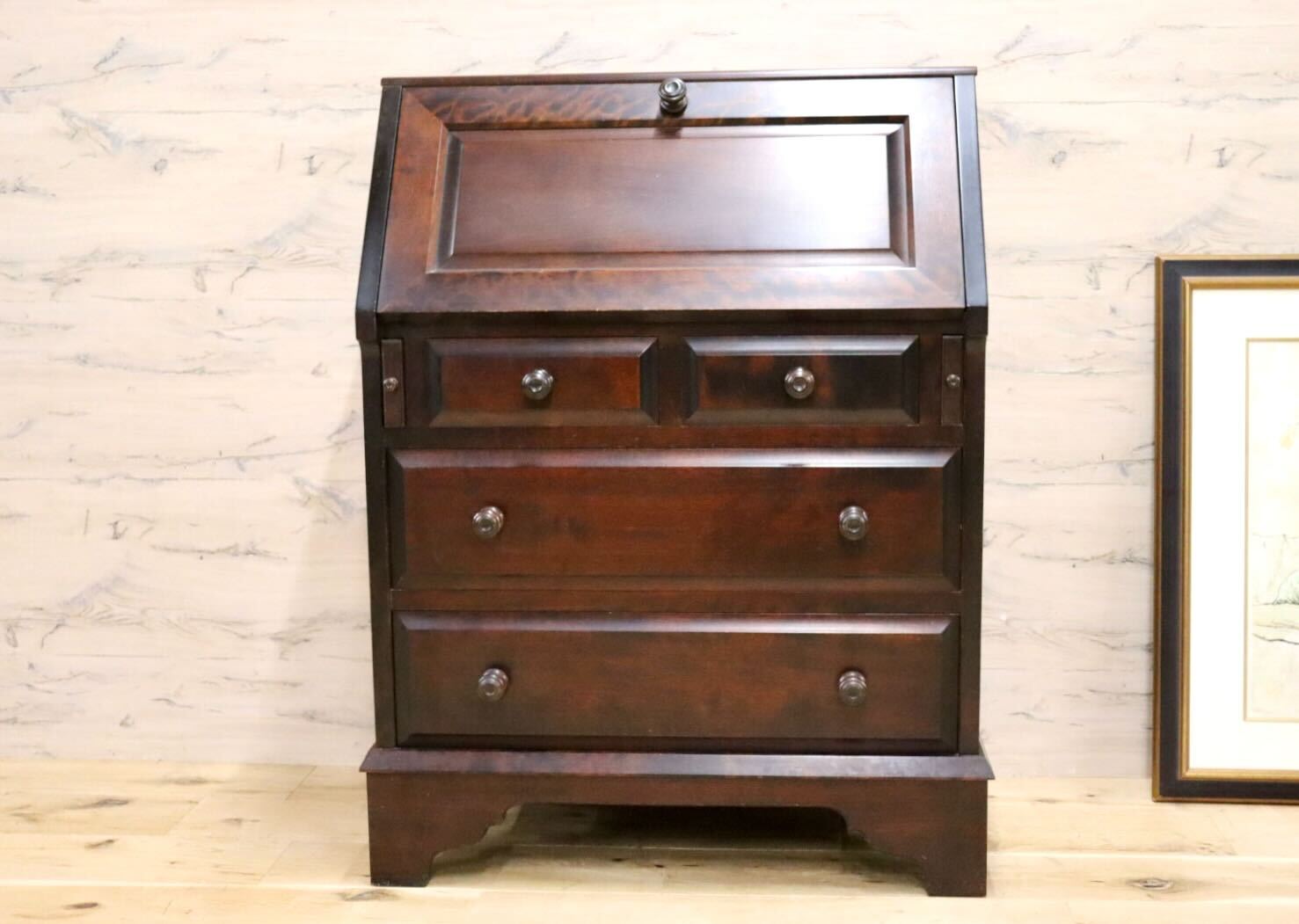 神居民芸 北海道民芸家具 ライティングビューロー デスク USED格安 旭川 北海道旭川家具ライティングビューロ