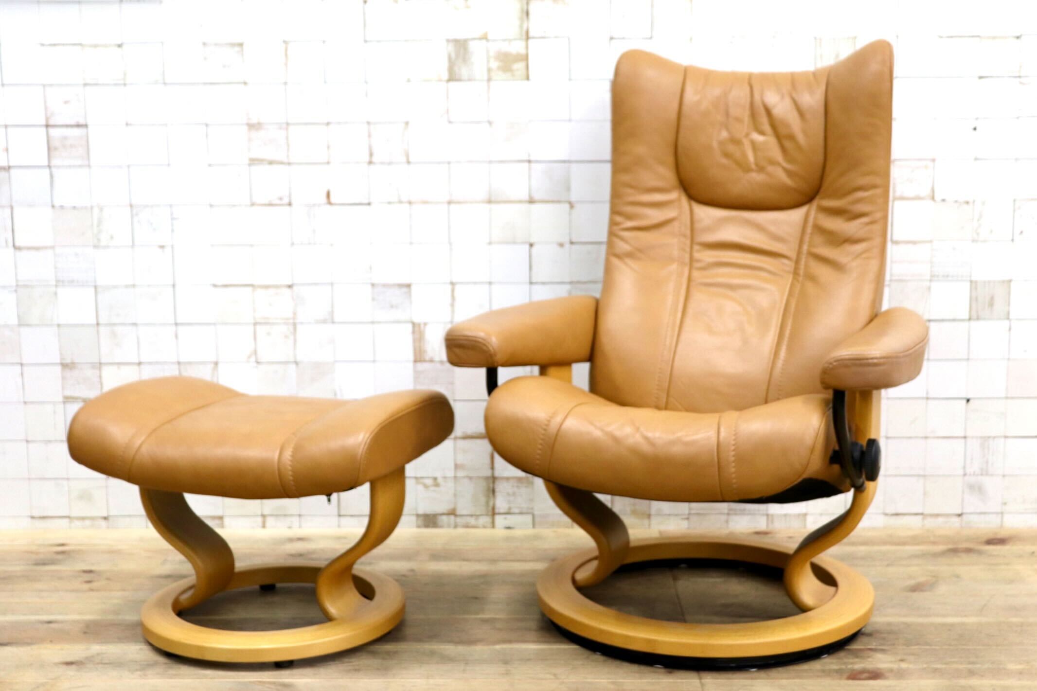 GMIK948〇EKORNES / エコーネス ストレスレス レノ リクライニングチェア オットマン 北欧 ノルウェー 本革
