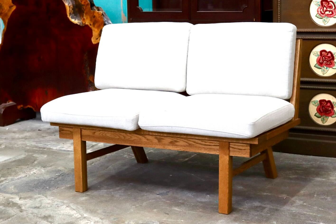 GMIK916B○2人掛けソファ ラブソファ 2シーター 長椅子 ベンチ 木製 ファブリック モダン 検)モモナチュラル クラッシュゲート