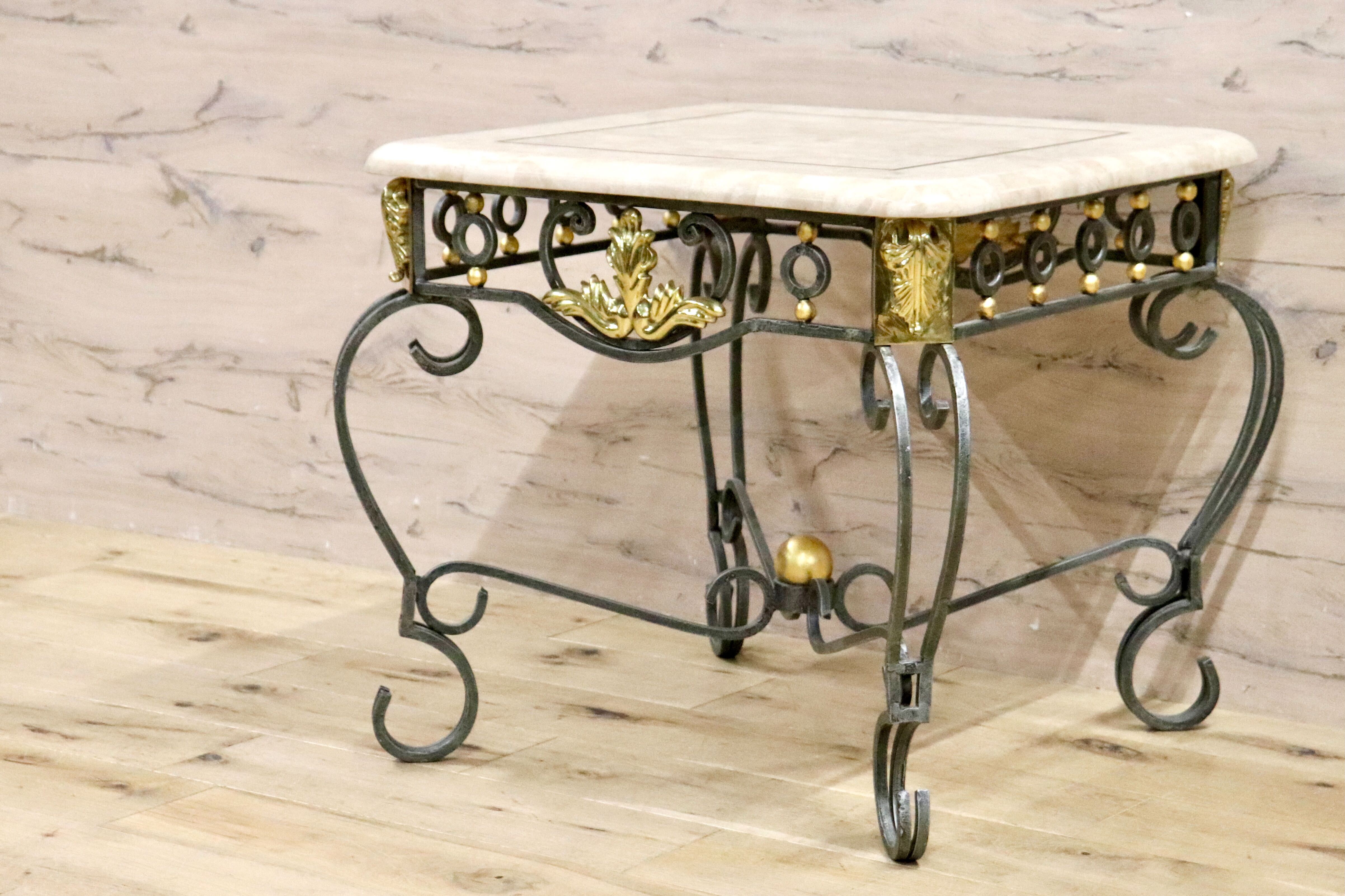 GMHK599○マクタンストーン テーブル サイドテーブル コンソールテーブル マクタン石 アイアン アンティーク調