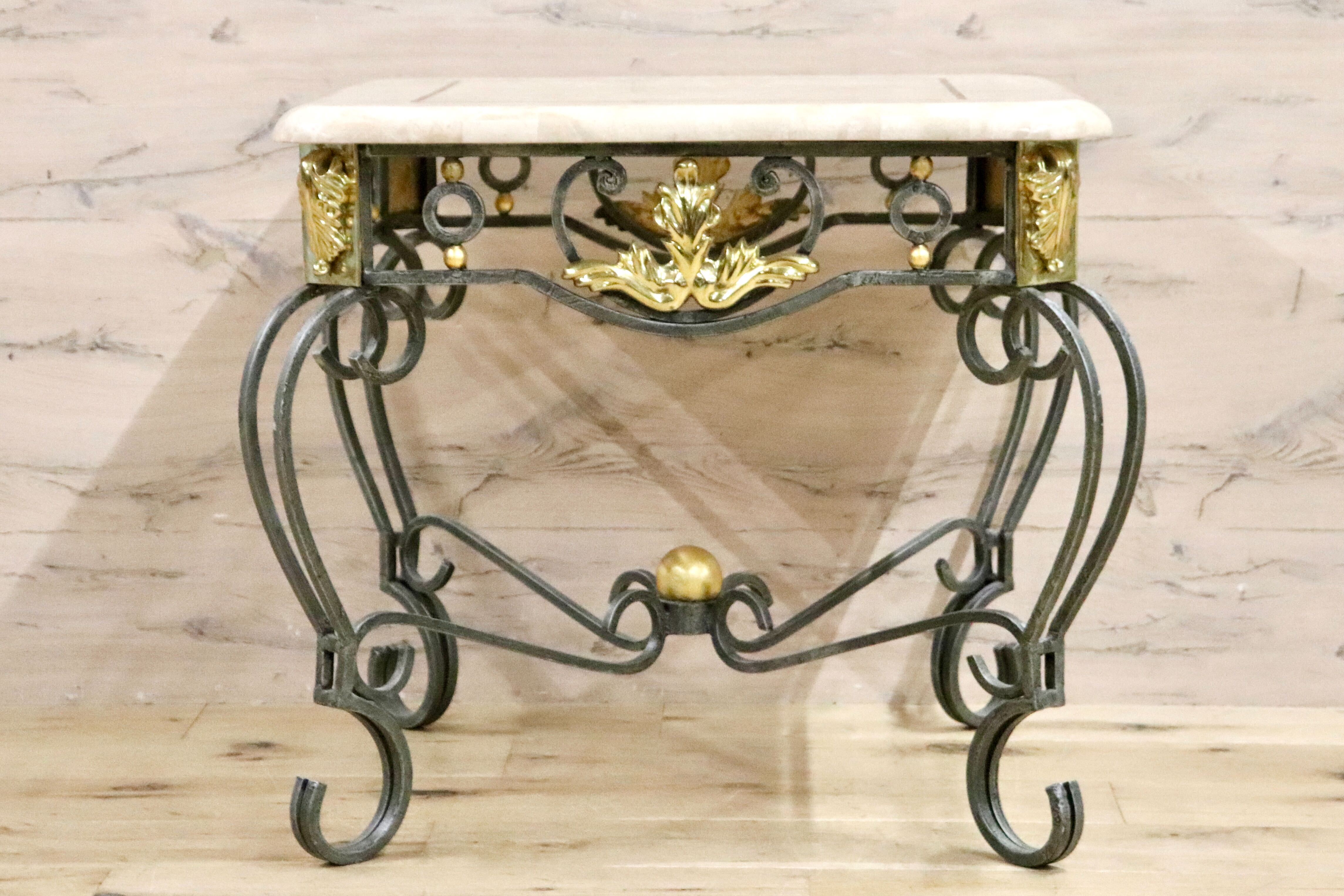 GMHK599○マクタンストーン テーブル サイドテーブル コンソールテーブル マクタン石 アイアン アンティーク調