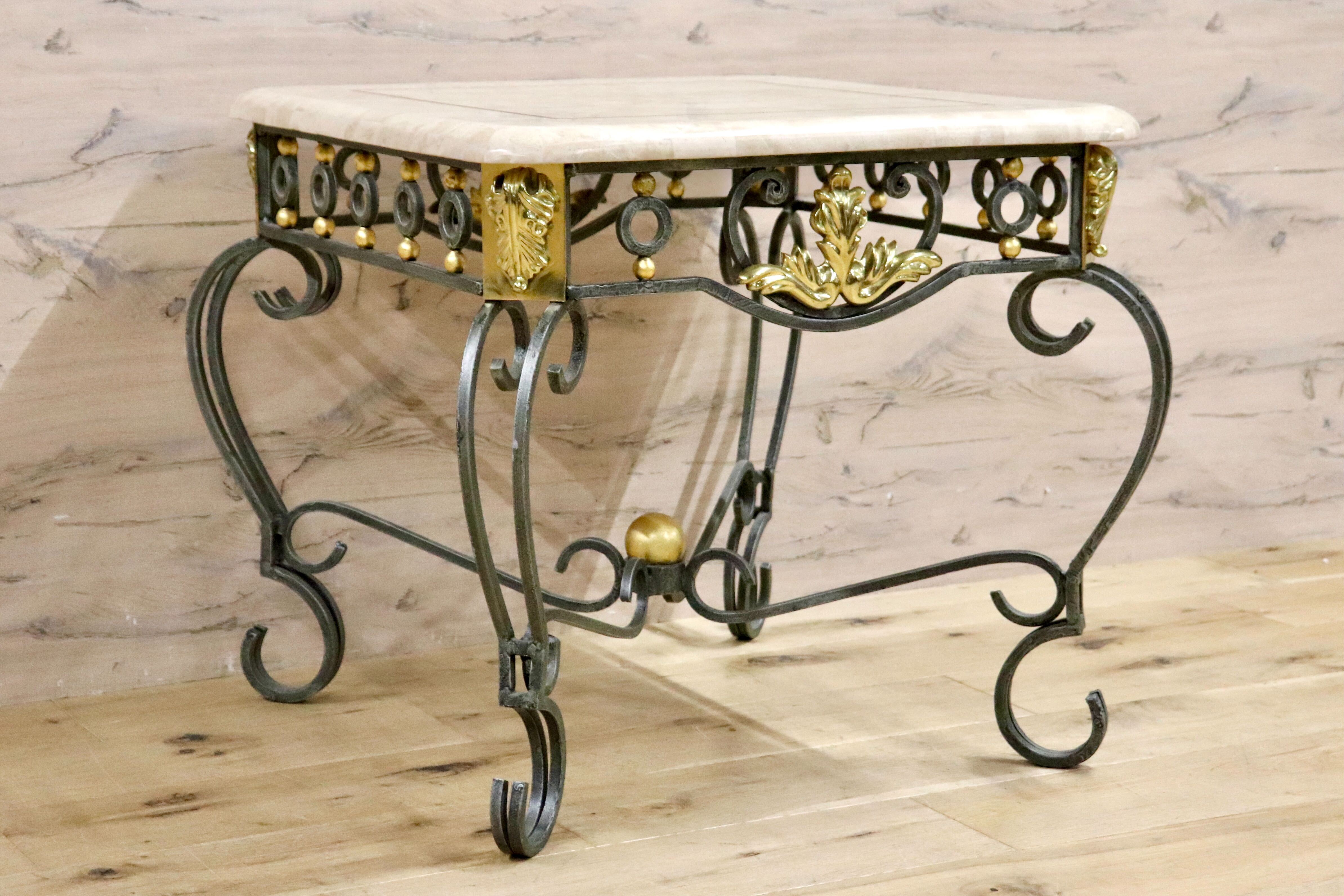 GMHK599○マクタンストーン テーブル サイドテーブル コンソールテーブル マクタン石 アイアン アンティーク調