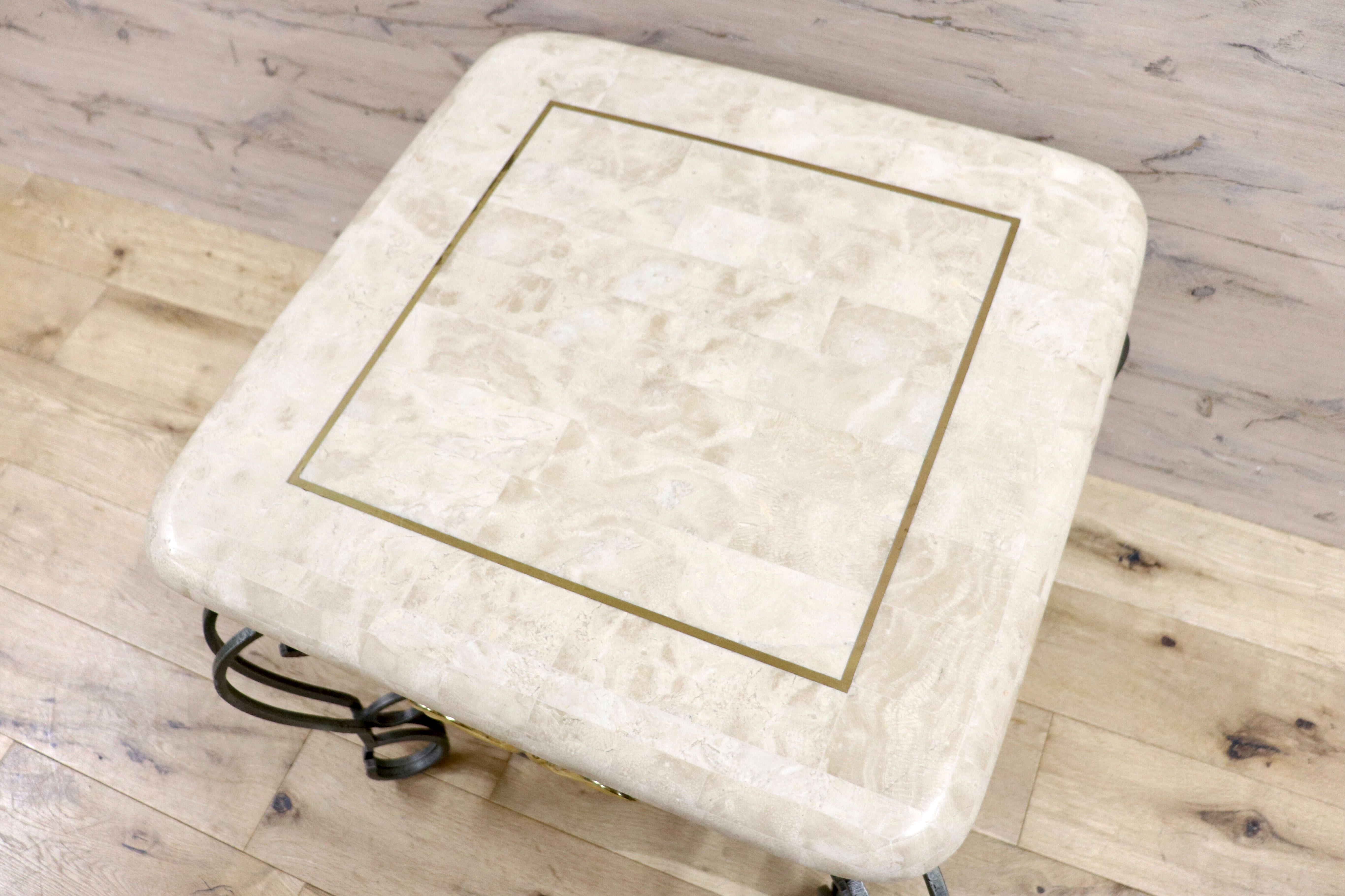 GMHK599○マクタンストーン テーブル サイドテーブル コンソールテーブル マクタン石 アイアン アンティーク調