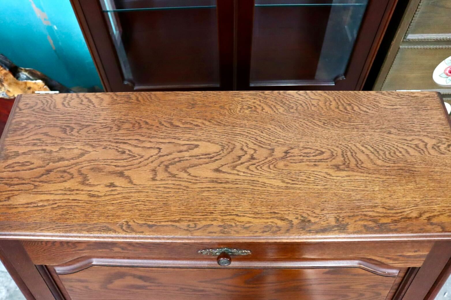 GMIK912○ライティングビューロー デスク 勉強机 学習机 キャビネット 引き出し オーク材 クラシック レトロ ヴィンテージ