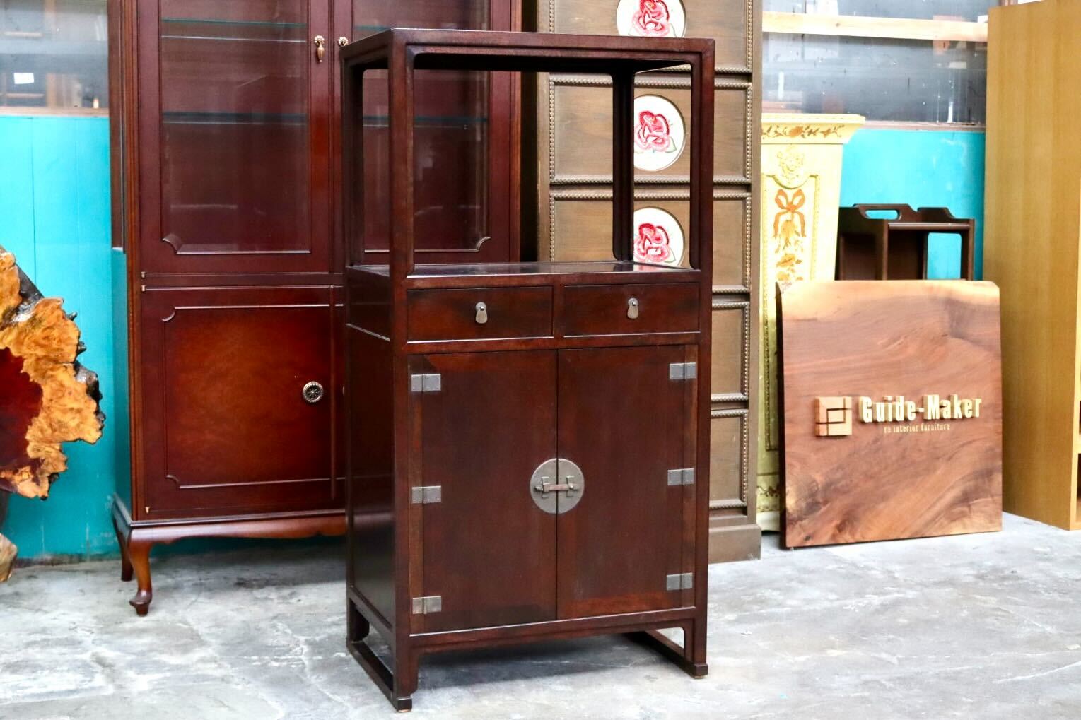 GMIK929○松本民芸家具 キャビネット 飾り棚 サイドボード 花台 引き出し ミズメザクラ 無垢材 レトロ ヴィンテージ