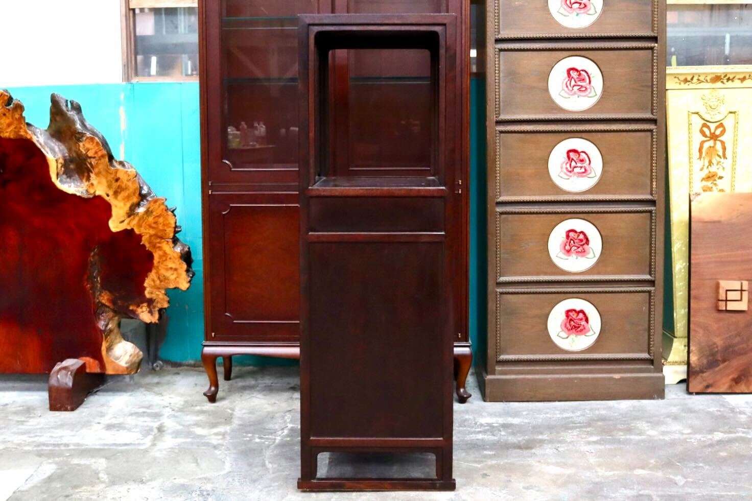 GMIK929○松本民芸家具 キャビネット 飾り棚 サイドボード 花台 引き出し ミズメザクラ 無垢材 レトロ ヴィンテージ