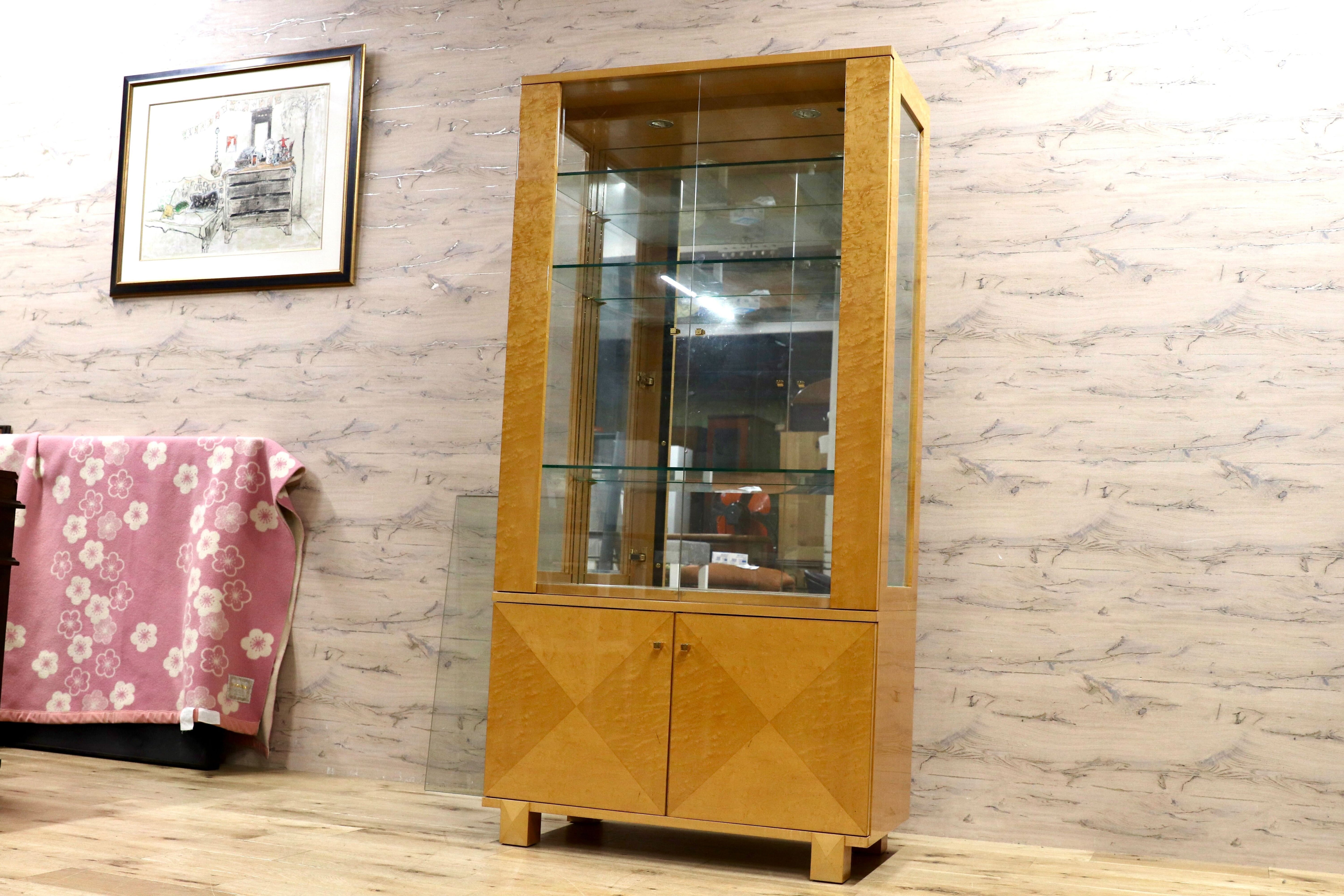 GMIK617○IDC大塚家具 スプレンダー キャビネット 飾り棚 バーズアイメープル クラシック エレガント キュリオ 約56万