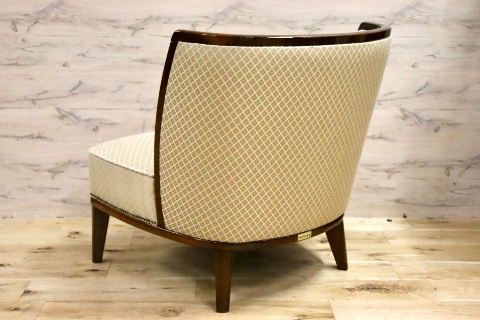 GMHK245B○モリシゲ / MORISHIGE 1人掛けソファ シングルソファ ラウンジチェア ファブリック 応接 モダン 最高級 美品