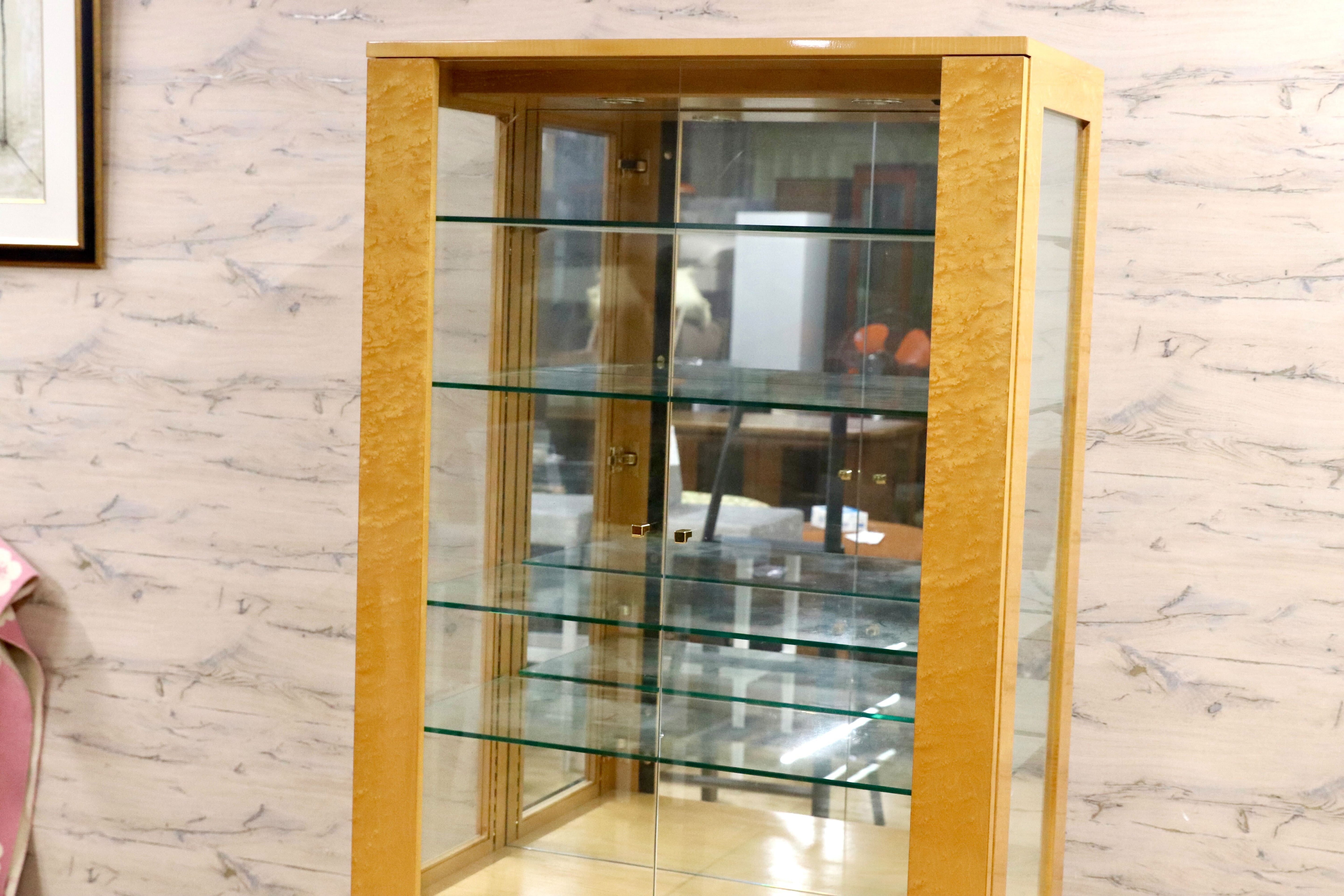 GMIK617○IDC大塚家具 スプレンダー キャビネット 飾り棚 バーズアイメープル クラシック エレガント キュリオ 約56万