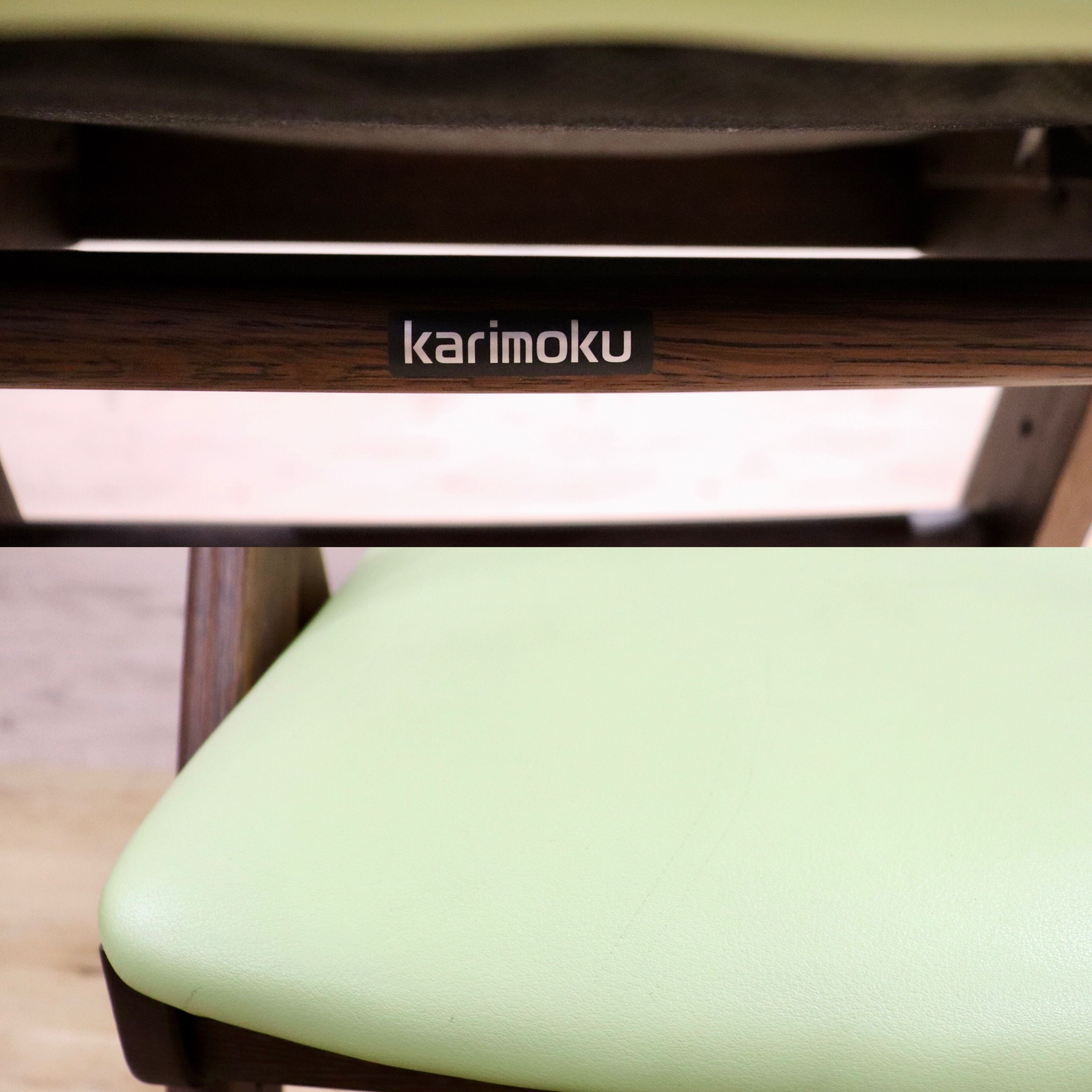 GMHK340A○karimoku / カリモク デスクチェア XT0901IK 学習椅子 キッズチェア キャスター付き 高さ調整 ライムグリーン オーク 合皮