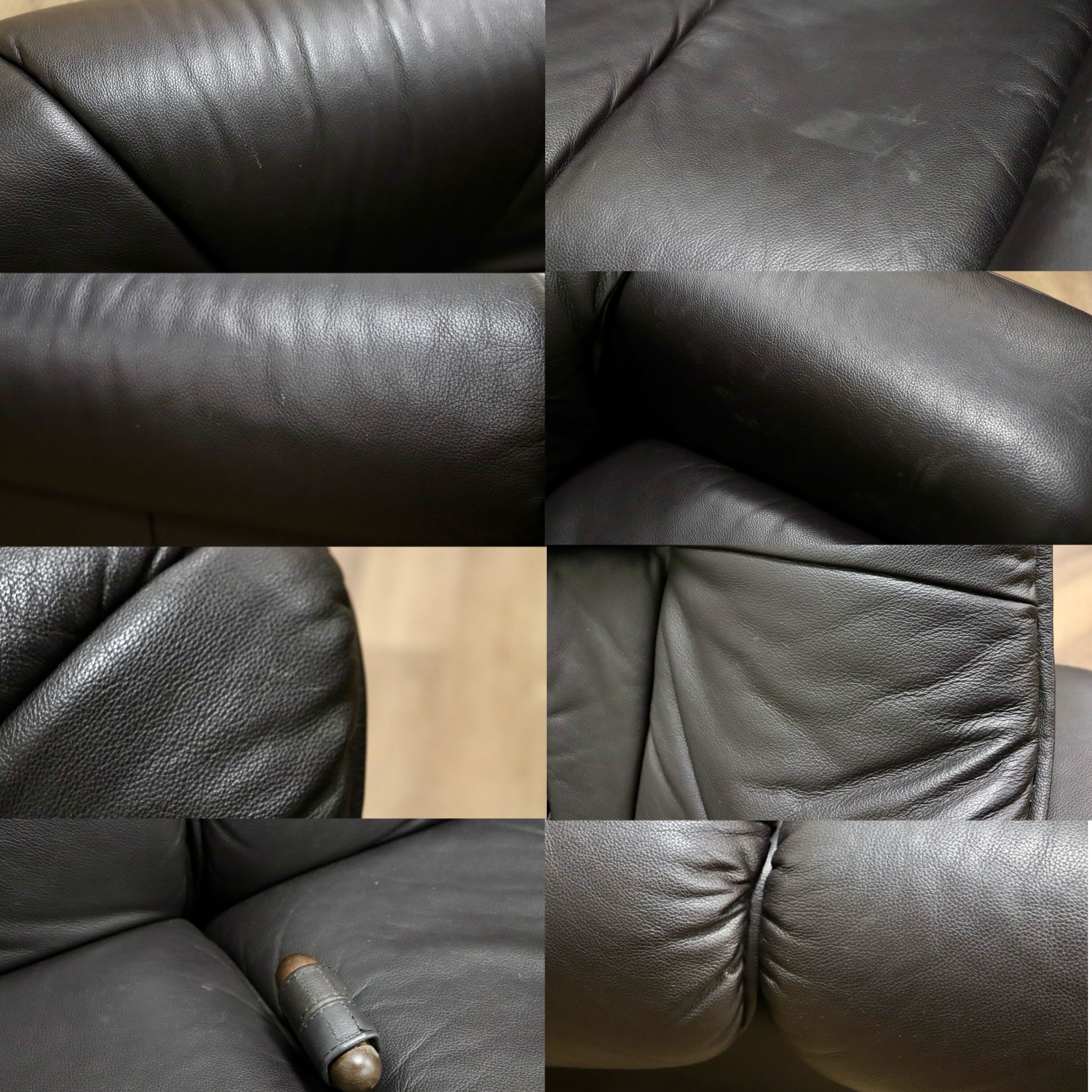 GMHN58○冨士ファニチア / FUJI FANITURE 3人掛けソファ トリプルソファ リクライニングソファ本革 ダークグレー 国産家具 定価約65万