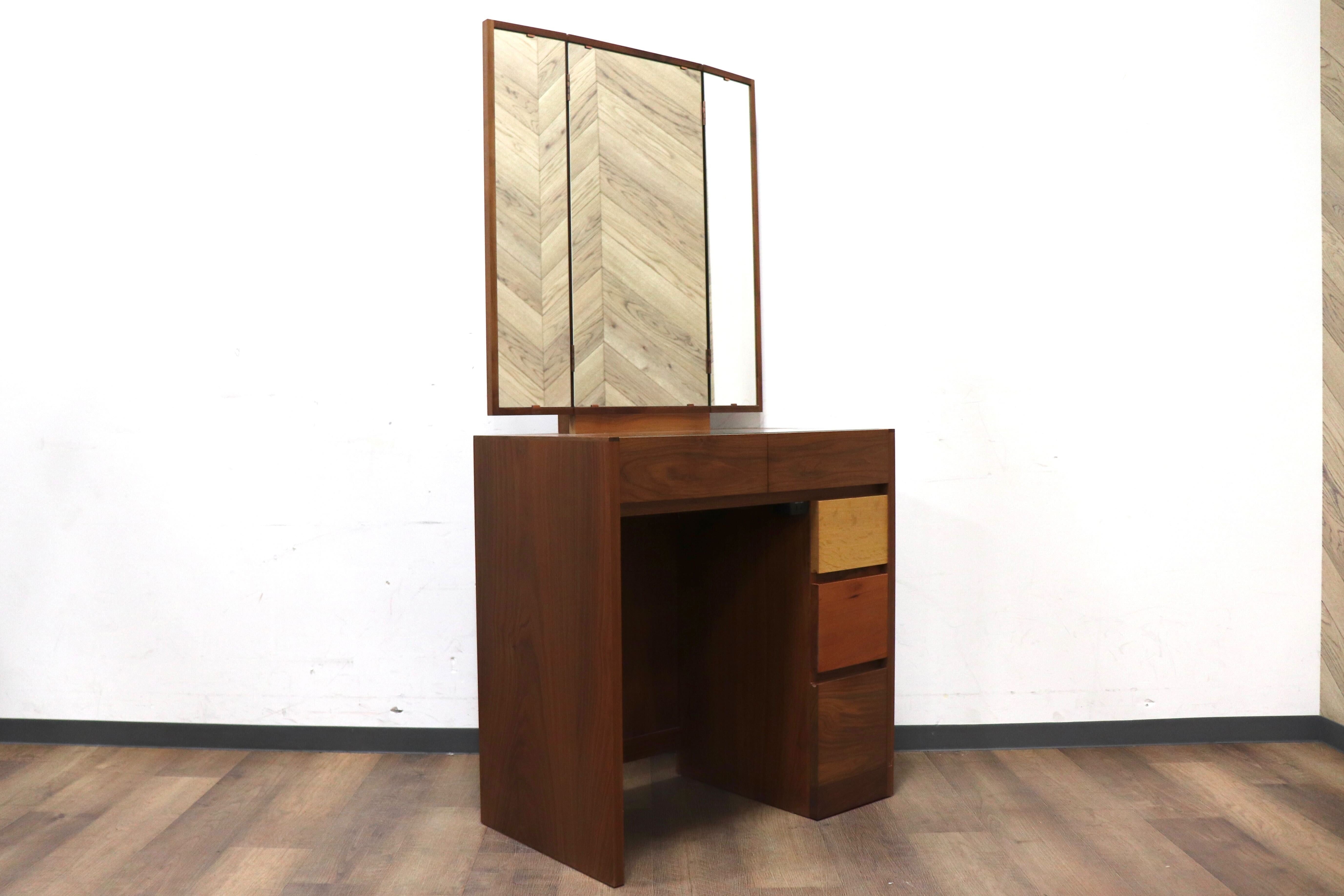 GMHS287○杉本家具 / SUGIMOTO Furniture シンシア ドレッサー 三面鏡 化粧台 鏡台 ウォールナット 楢 ブラックチェリー 定価約13万
