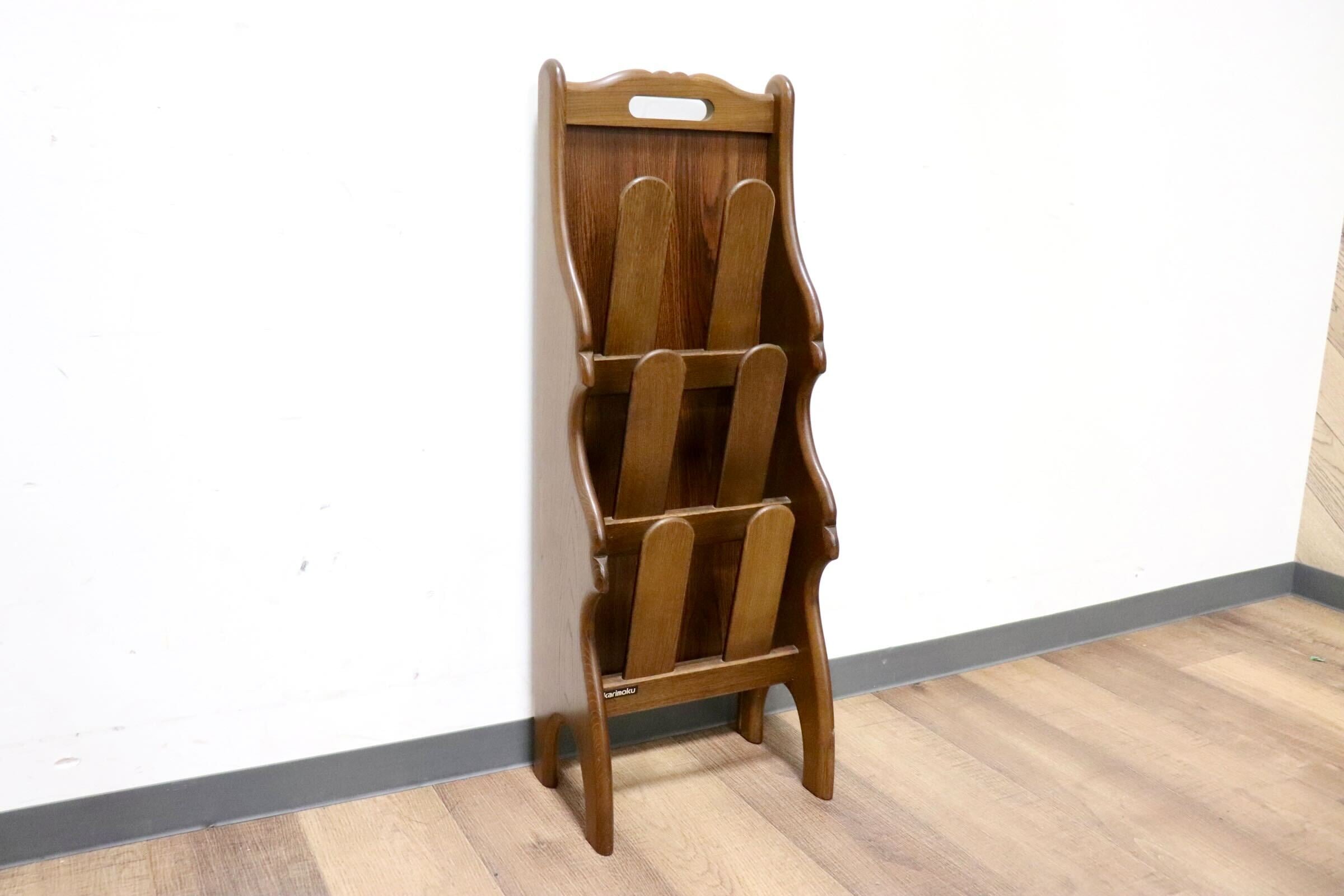 GMHH33C○karimoku / カリモク スリッパラック 収納ラック 玄関収納 スリッパ立て 収納棚 3段 レトロ ヴィンテージ 国産家具