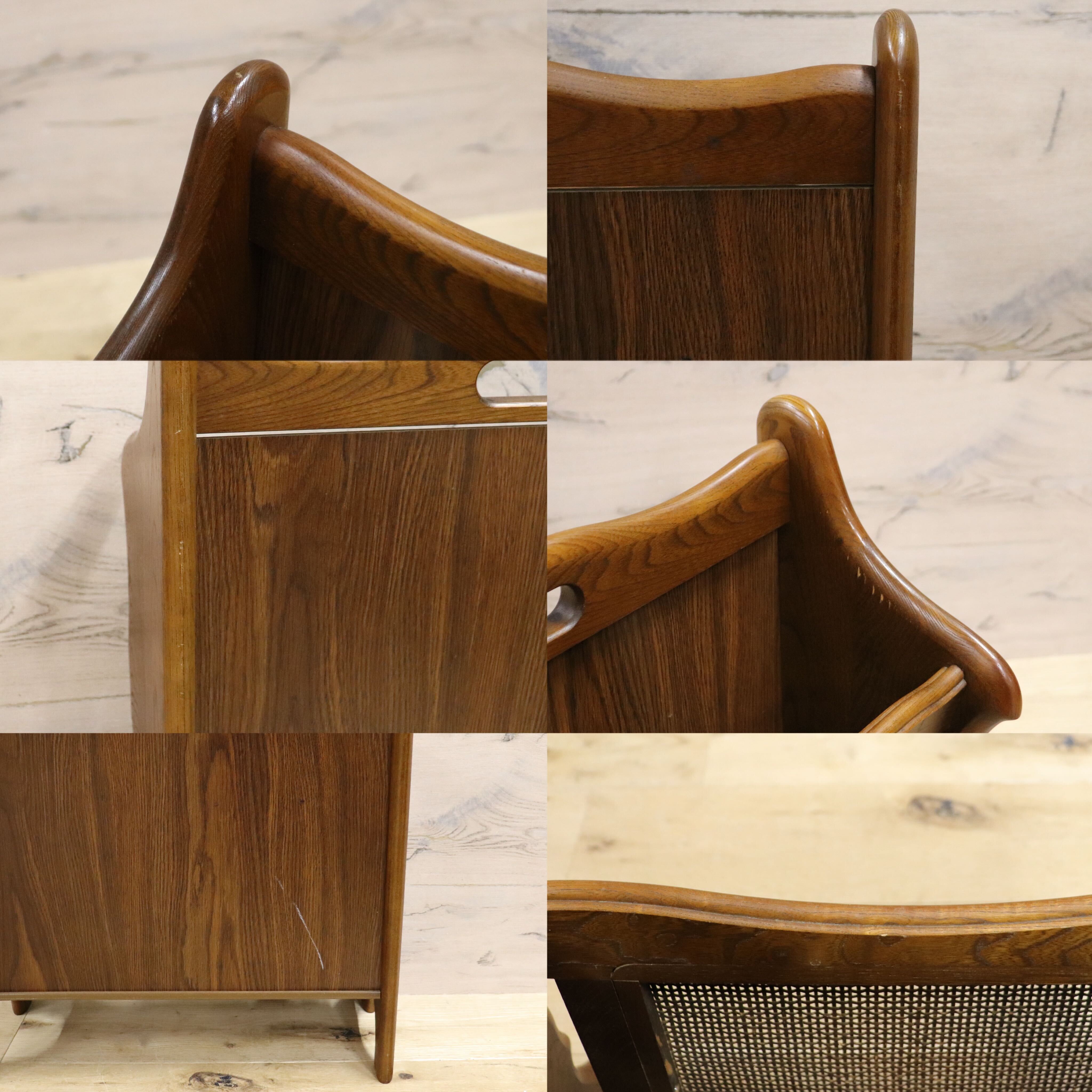 GMGK436○karimoku / カリモク コロニアル マガジンラック スリッパラック 雑誌入れ 収納 木製 ラタン