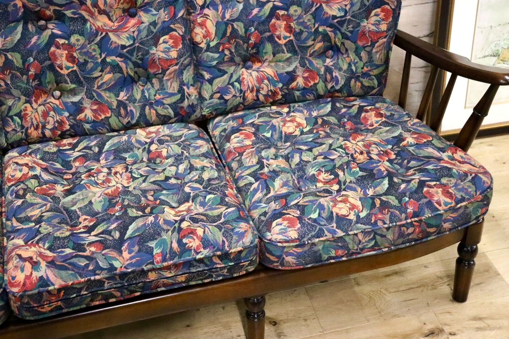 GMGS182○karimoku / カリモク コロニアル 3人掛けソファ トリプルソファ 長椅子 ファブリック 花柄 カントリー レトロ 国産家具