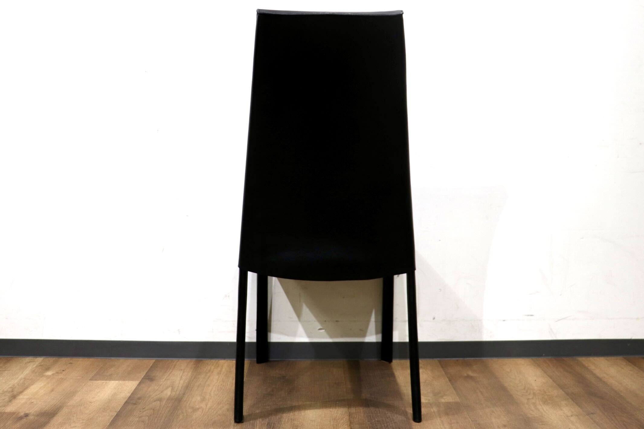 GMHN288C○FRAG / フラッグ LATINA ダイニングチェア アームレスチェア ハイバックチェア 椅子 ブラック 本革 イタリア製 検)カッテラン