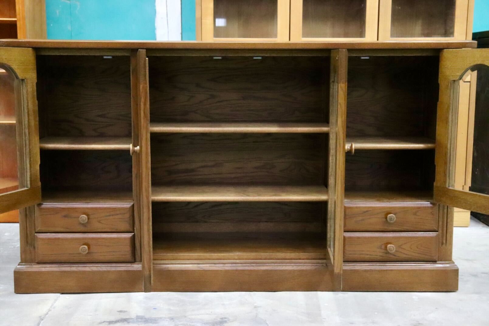 GMIS343○山室家具 ESPOIR エスポアール サイドボード リビングボード キャビネット 旭川家具 楢材 カントリー 飾り棚