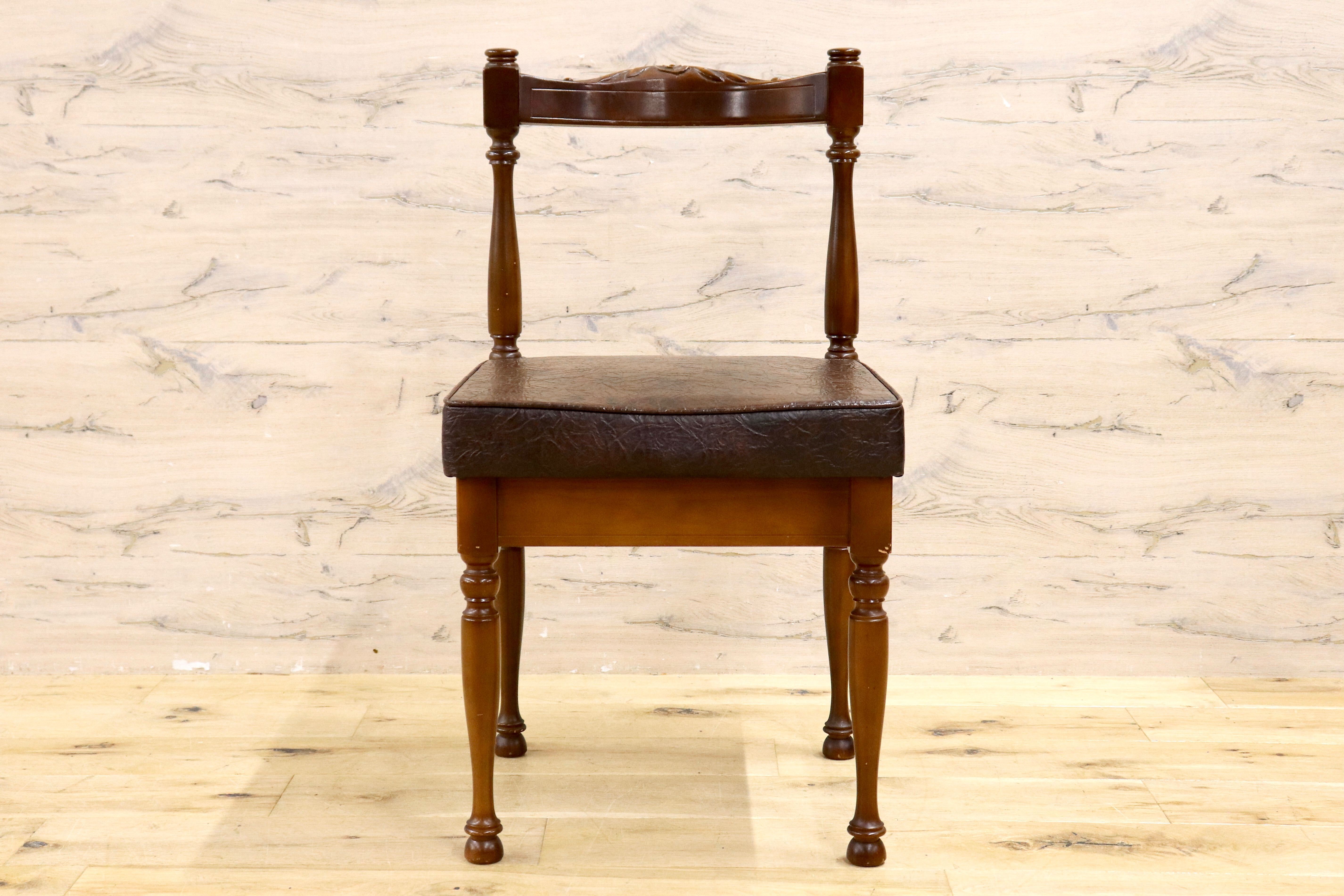 GMIH217○徳田家具 ダイニングチェア アームレスチェア 椅子 サイドチェア デスクチェア 木製 アンティーク 昭和レトロ 稀少