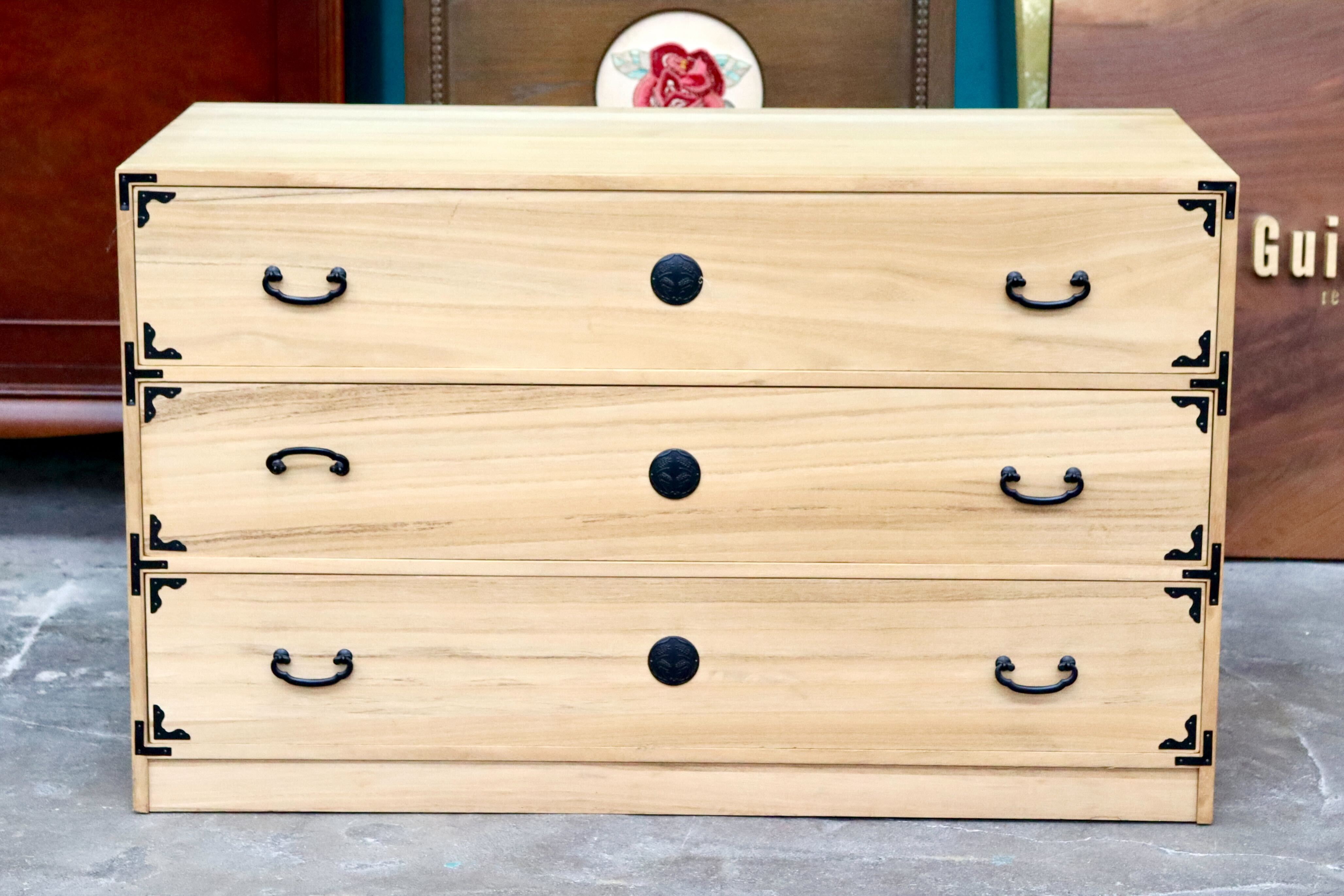 GMIH450D○桐箪笥 チェスト 収納家具 和家具 和箪笥 3段チェスト 衣装箪笥 着物収納 押し入れ 木製 シンプル レトロ