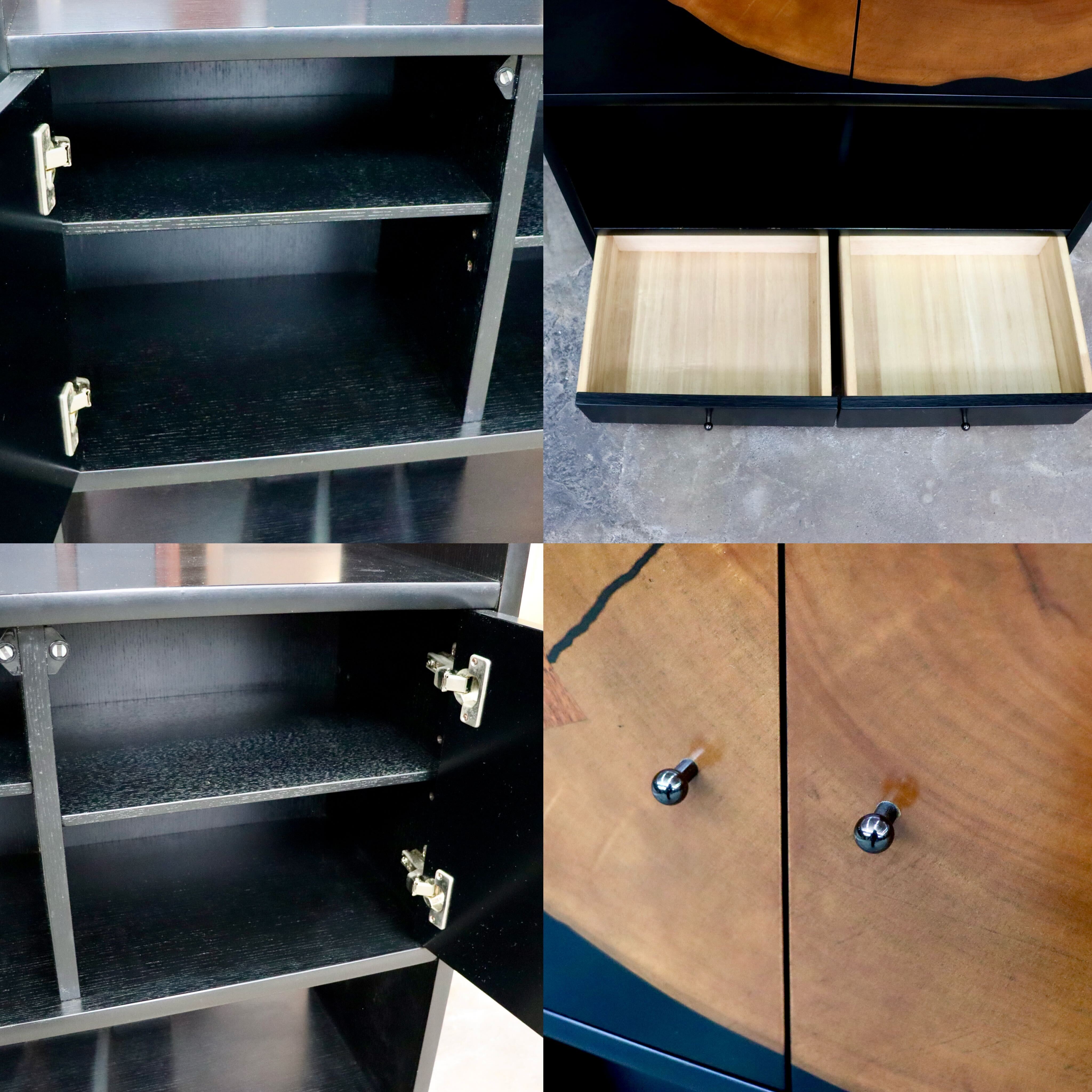 GMIH432○松岡漆工 キャビネット リビングボード 飾り棚 サイドボード 和家具 和モダン 希少 廃盤品 レトロ アンティーク