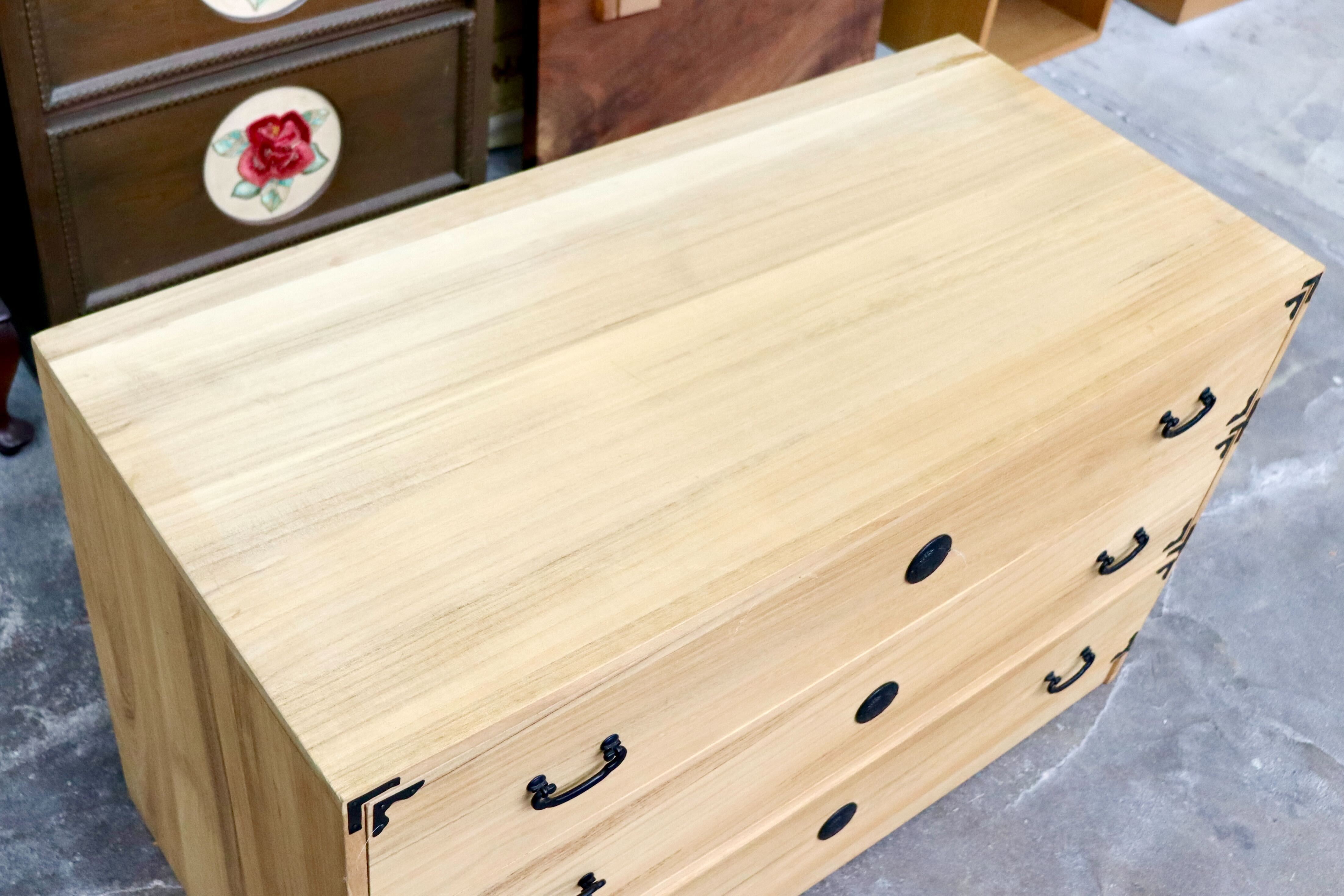 GMIH450D○桐箪笥 チェスト 収納家具 和家具 和箪笥 3段チェスト 衣装箪笥 着物収納 押し入れ 木製 シンプル レトロ