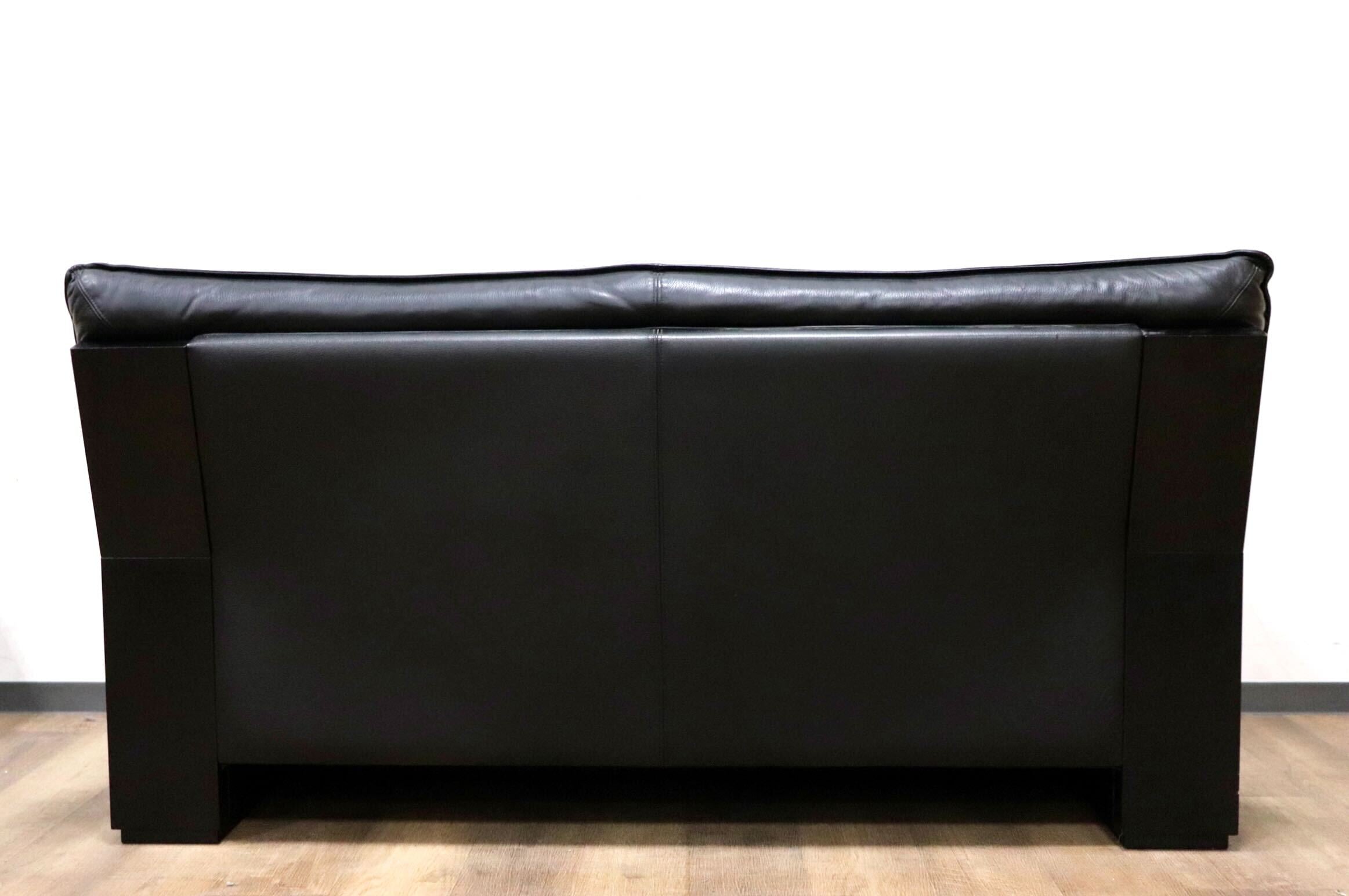 GMHK31○モリシゲ / MORISHIGE GRANT-EX 2人掛けソファ ラブソファ 長椅子 本革 ブラック IDC大塚家具 応接 最高級 大正モダン 定価約44万