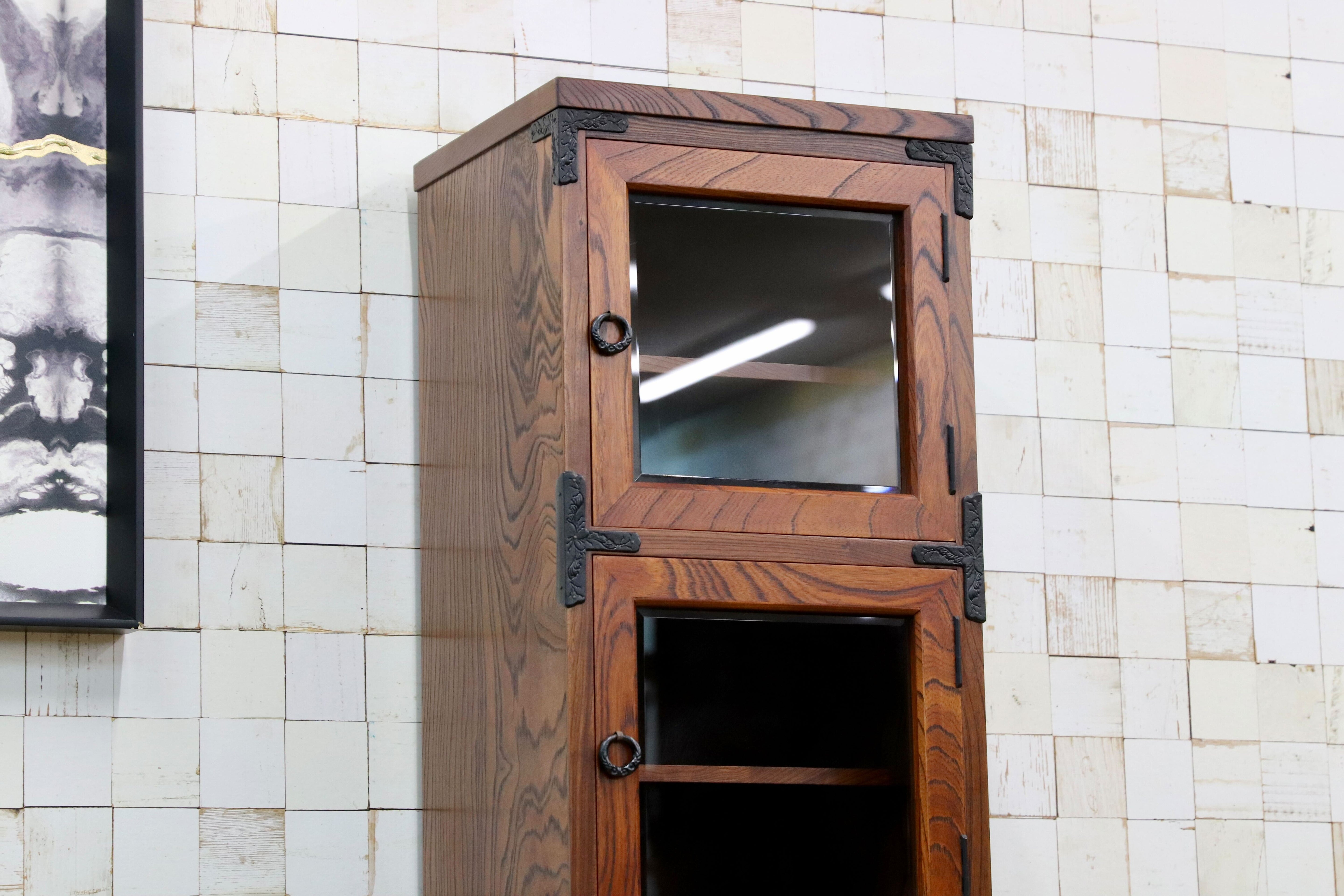 GMIS329○岩谷堂箪笥 スリムハイチェスト 整理箪笥 リビングボード キャビネット 民藝 伝統工芸 和家具 和モダン レトロ アンティーク