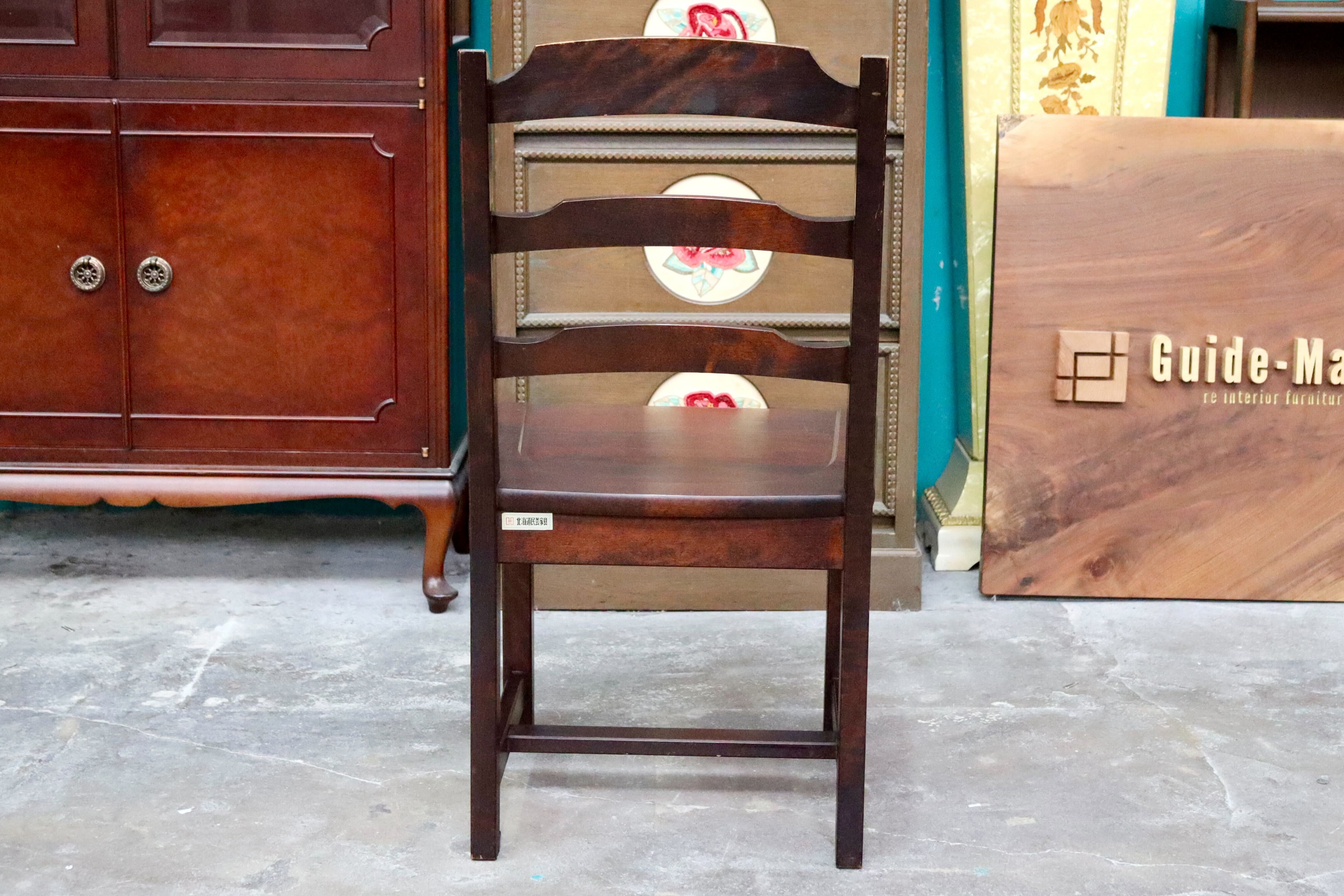 GMIH461A○北海道民芸家具 ダイニングチェア ラダーバックチェア アームレスチェア 椅子 木製 無垢材 樺材 国産家具