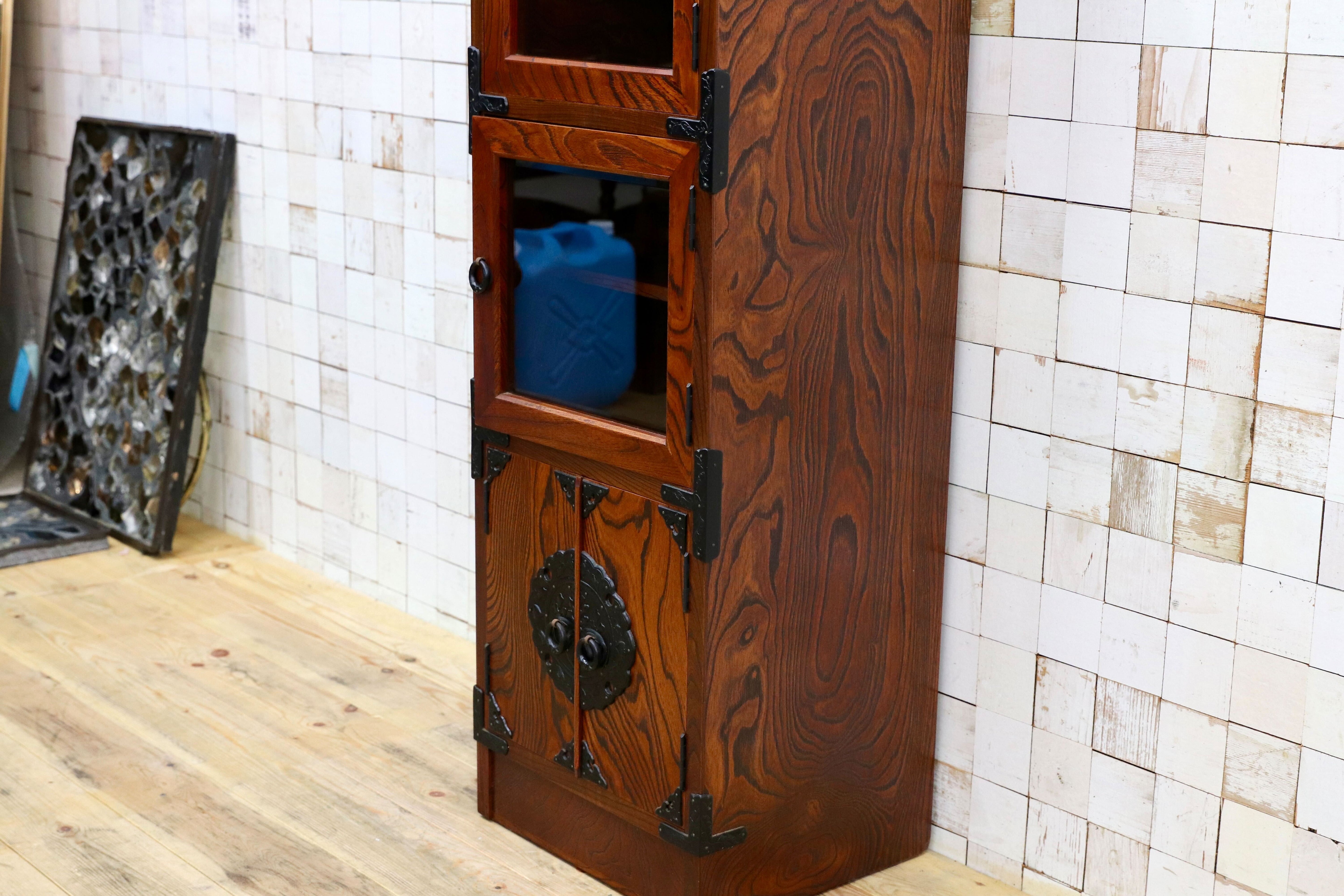 GMIS329○岩谷堂箪笥 スリムハイチェスト 整理箪笥 リビングボード キャビネット 民藝 伝統工芸 和家具 和モダン レトロ アンティーク