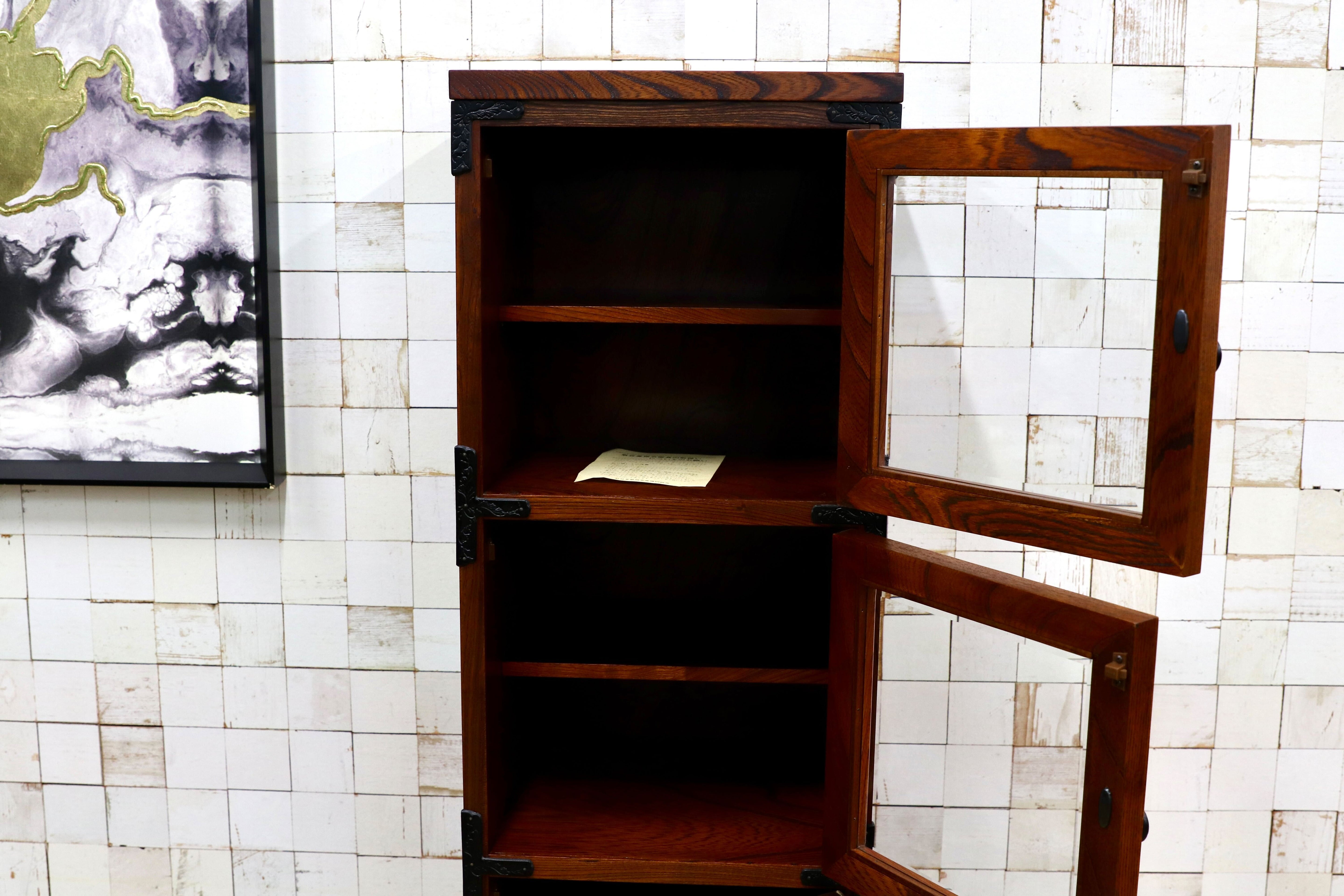 GMIS329○岩谷堂箪笥 スリムハイチェスト 整理箪笥 リビングボード キャビネット 民藝 伝統工芸 和家具 和モダン レトロ アンティーク