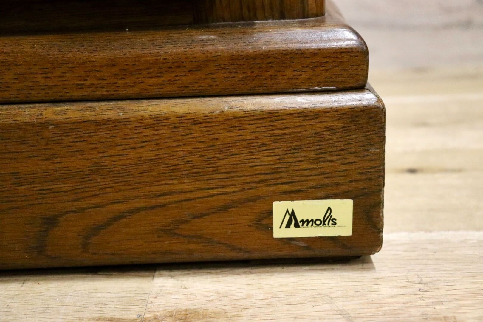 GMIS348○河本家具 / Molis 旭川家具 キャビネット サイドボード リビングボード 飾り棚 オーク無垢材 カントリー ヴィンテージ 美品