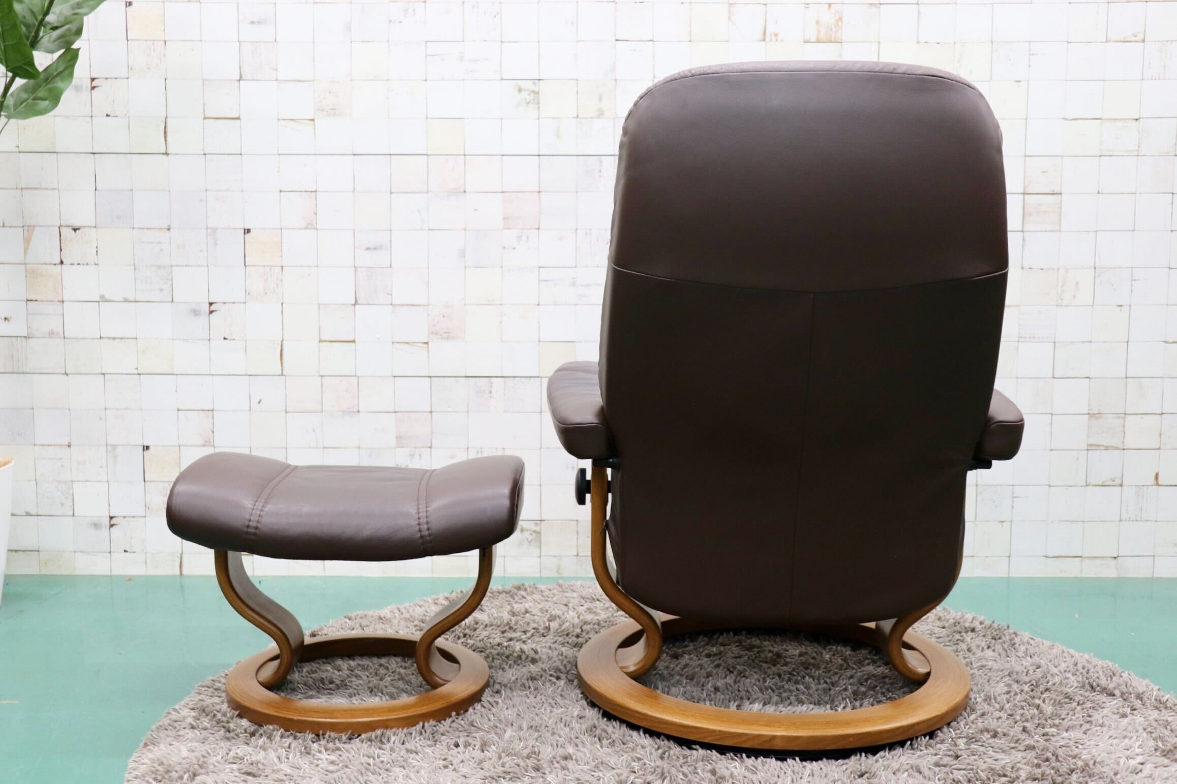 GMGS22○EKORNES / エコーネス コンサル リクライニングチェア パーソナルチェア オットマン 北欧 ノルウェー 本革 ブラウン 定価約26万