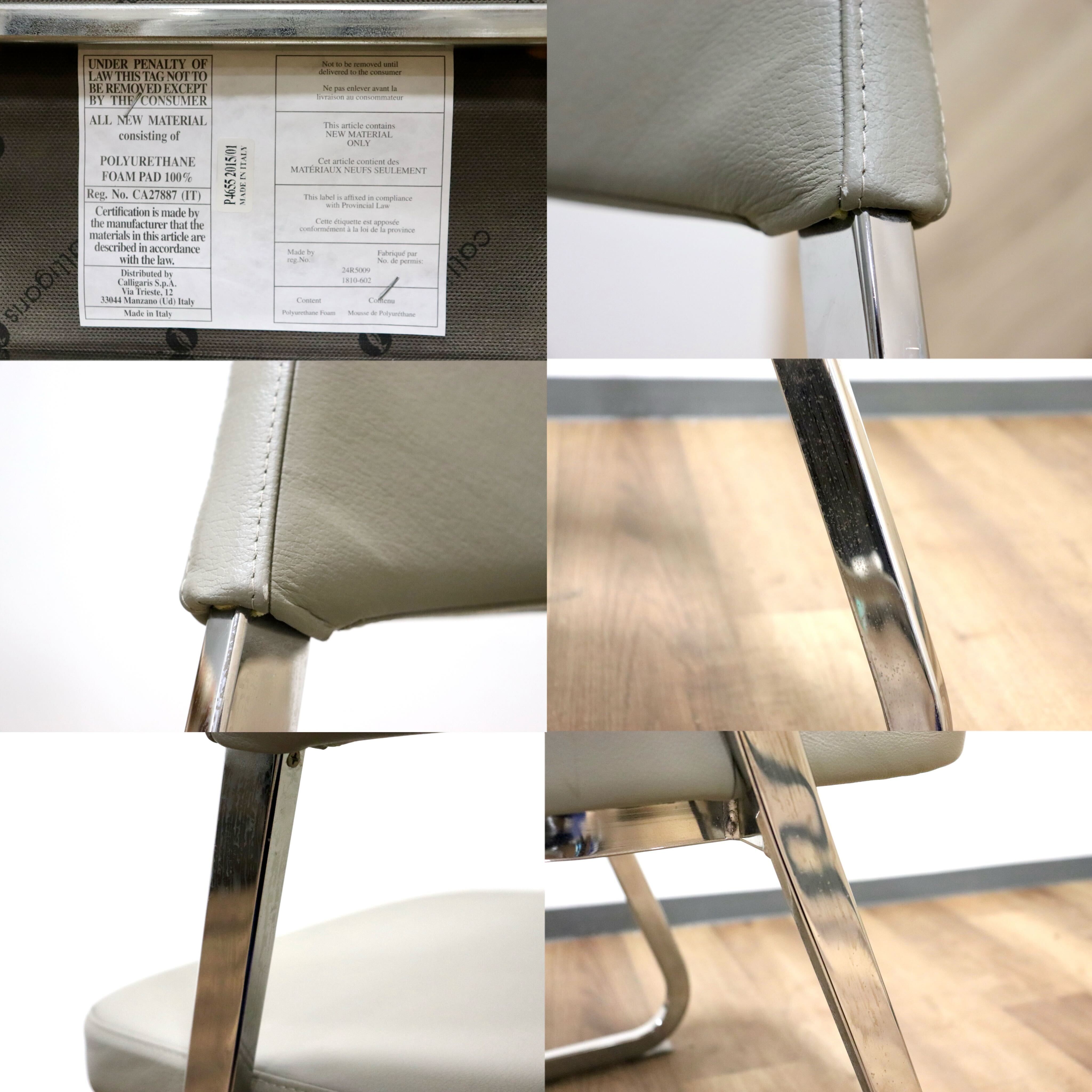 GMHK205B○Calligaris / カリガリス BAY ベイ ダイニングチェア 食卓椅子 サロンチェア 什器 本革 グレー イタリアモダン 定価約6万