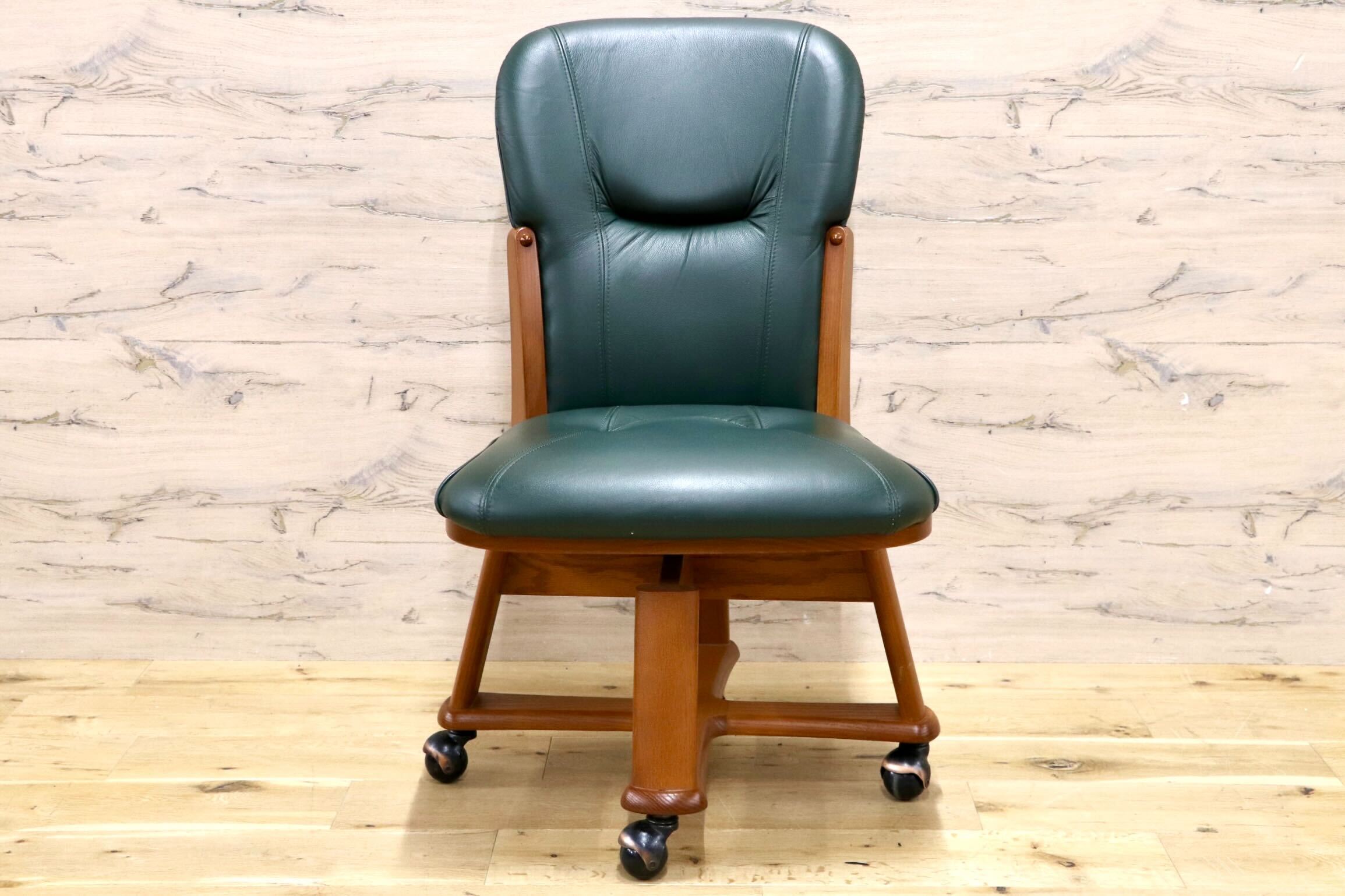 GMIS521A○NAGANO INTERIOR / ナガノインテリア 回転椅子 回転チェア キャスター チェア ダイニングチェア 本革