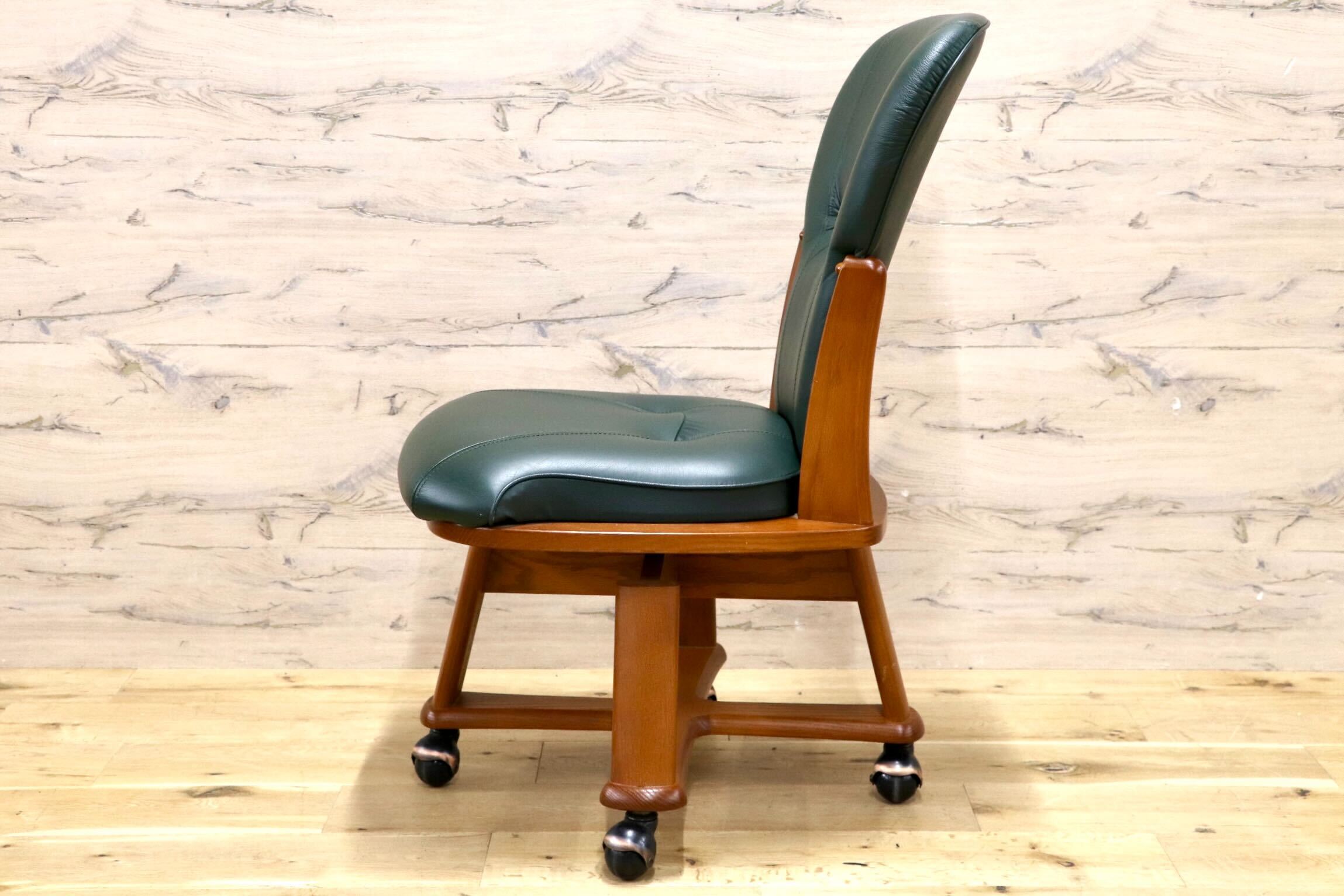 GMIS521A○NAGANO INTERIOR / ナガノインテリア 回転椅子 回転チェア キャスター チェア ダイニングチェア 本革