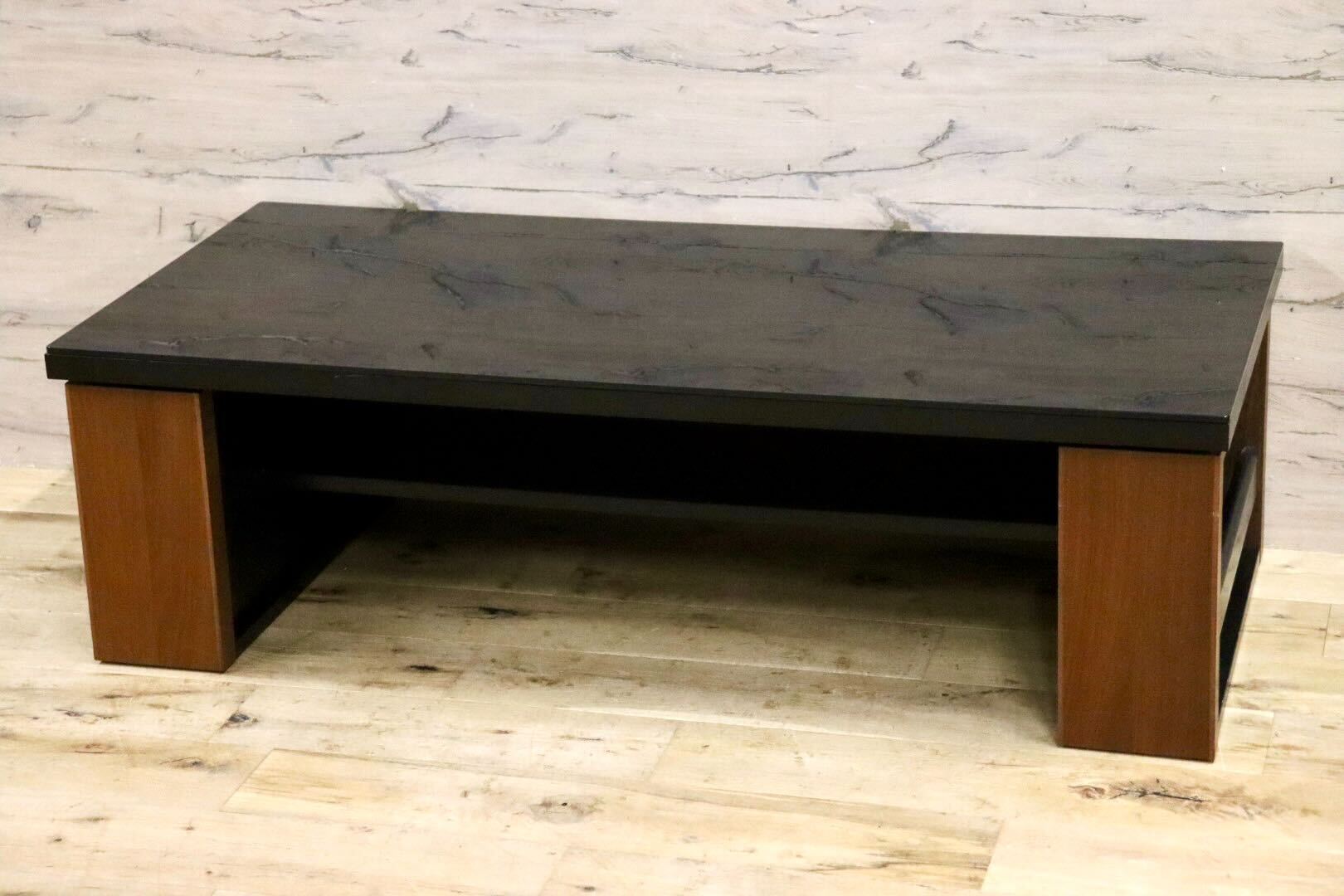 GMIS373A○Meuble / モーブル ノヴェル リビングテーブル センターテーブル ローテーブル ウォールナット ガラステーブル モダン 約12万