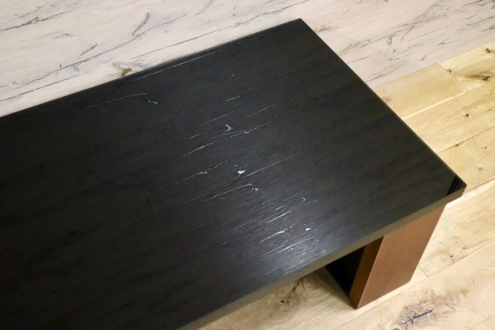 GMIS373A○Meuble / モーブル ノヴェル リビングテーブル センターテーブル ローテーブル ウォールナット ガラステーブル モダン 約12万