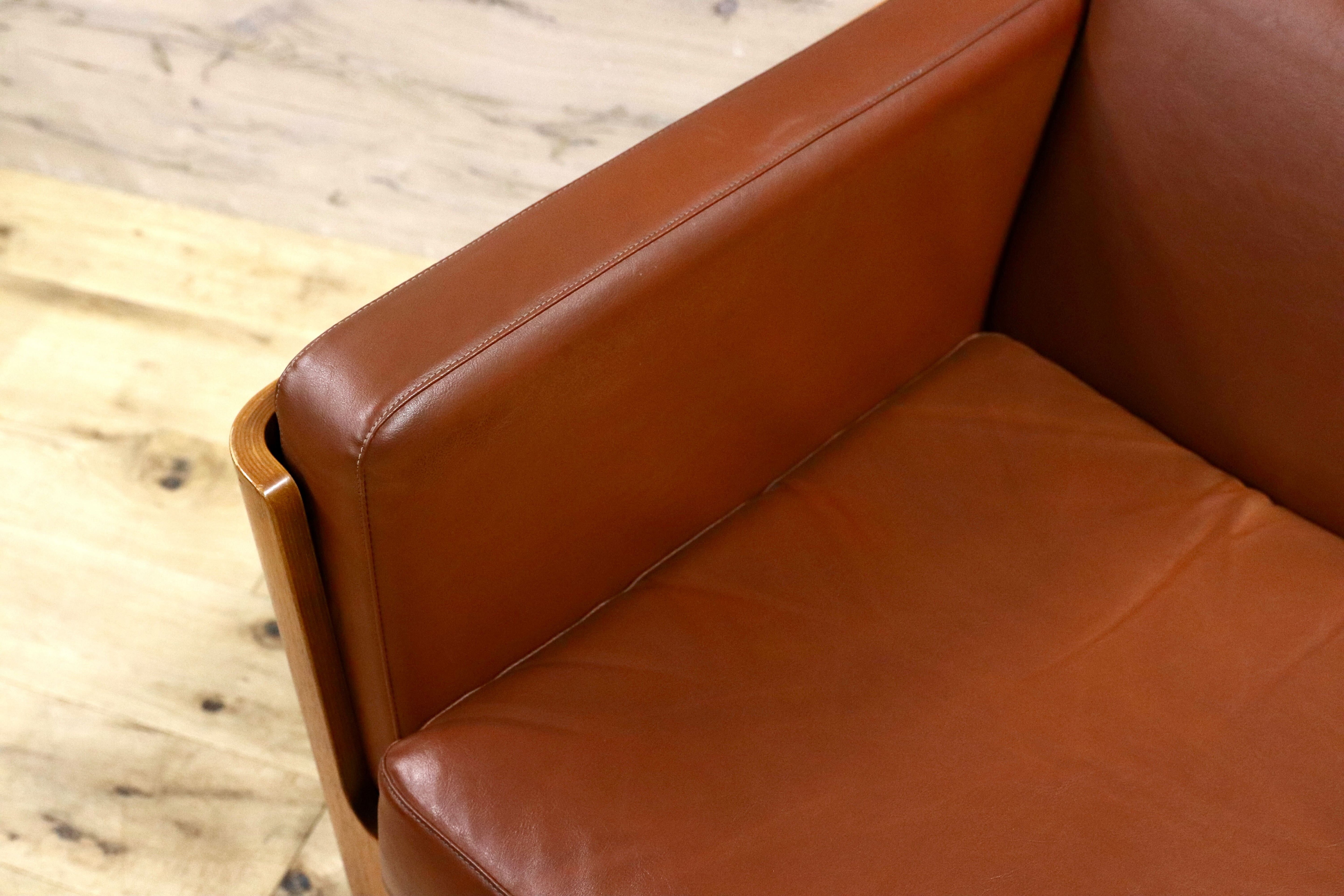 GMIK654A○天童木工 / Tendo HACO ハコ チーク材 ジャパニーズモダン ヴィンテージ 1人掛けソファ シングルソファ 合皮 剣持勇 稀少