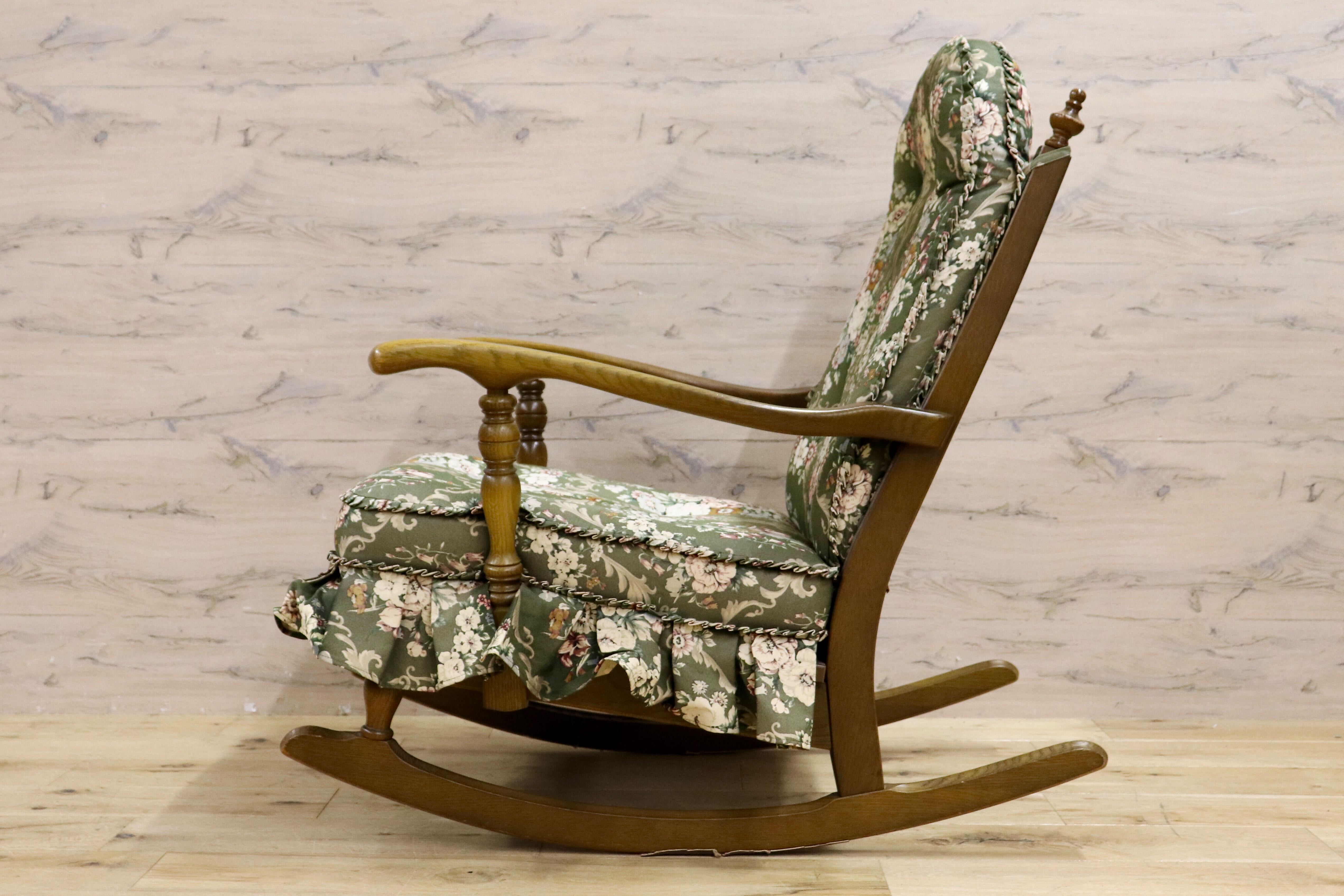 GMIS77○HIDA / 飛騨産業 キツツキ 穂高 ロッキングチェア 揺り椅子 レトロ カフェ チェア 花柄 クラシック アンティーク調 ノスタルジック