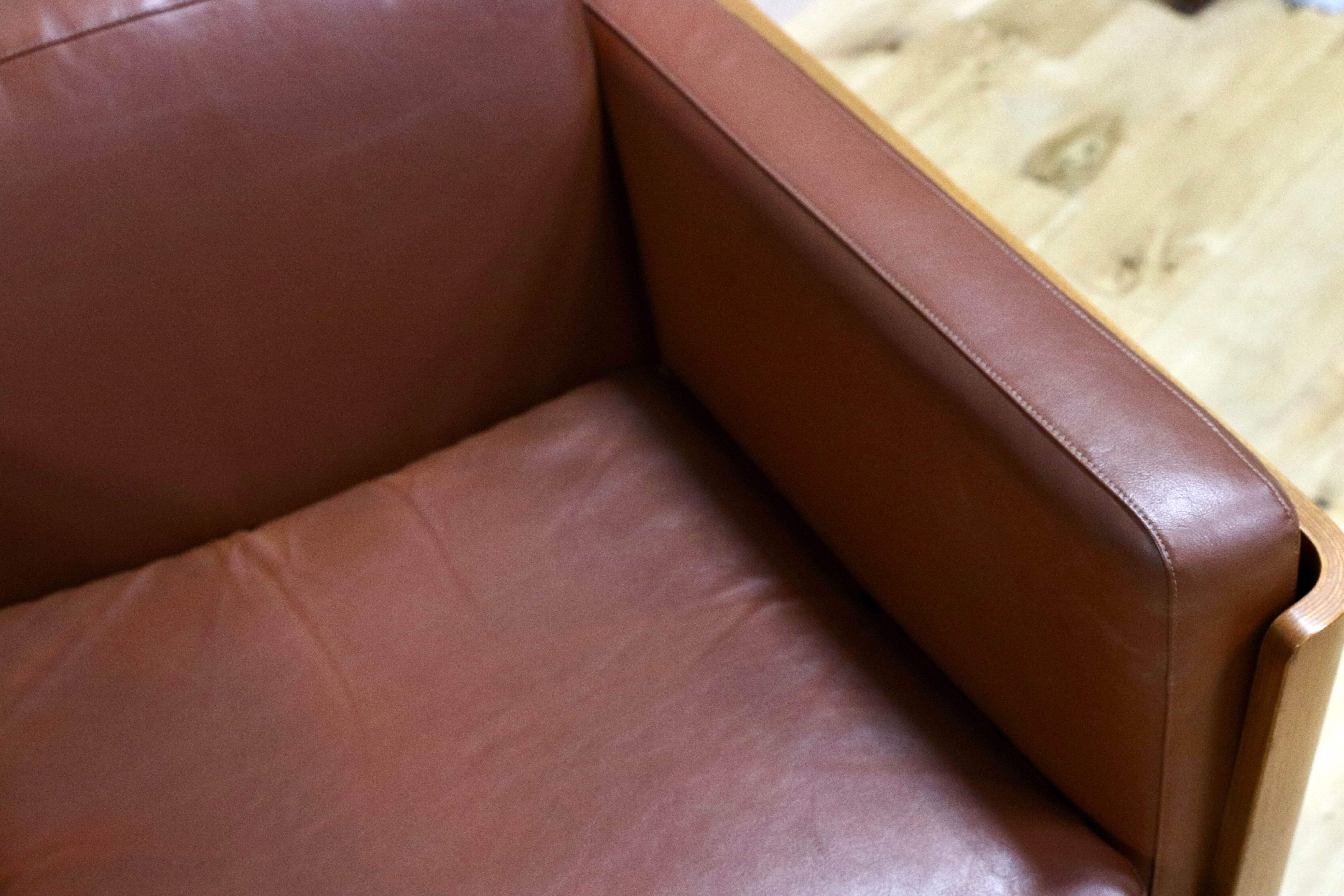 GMIK654A○天童木工 / Tendo HACO ハコ チーク材 ジャパニーズモダン ヴィンテージ 1人掛けソファ シングルソファ 合皮 剣持勇 稀少