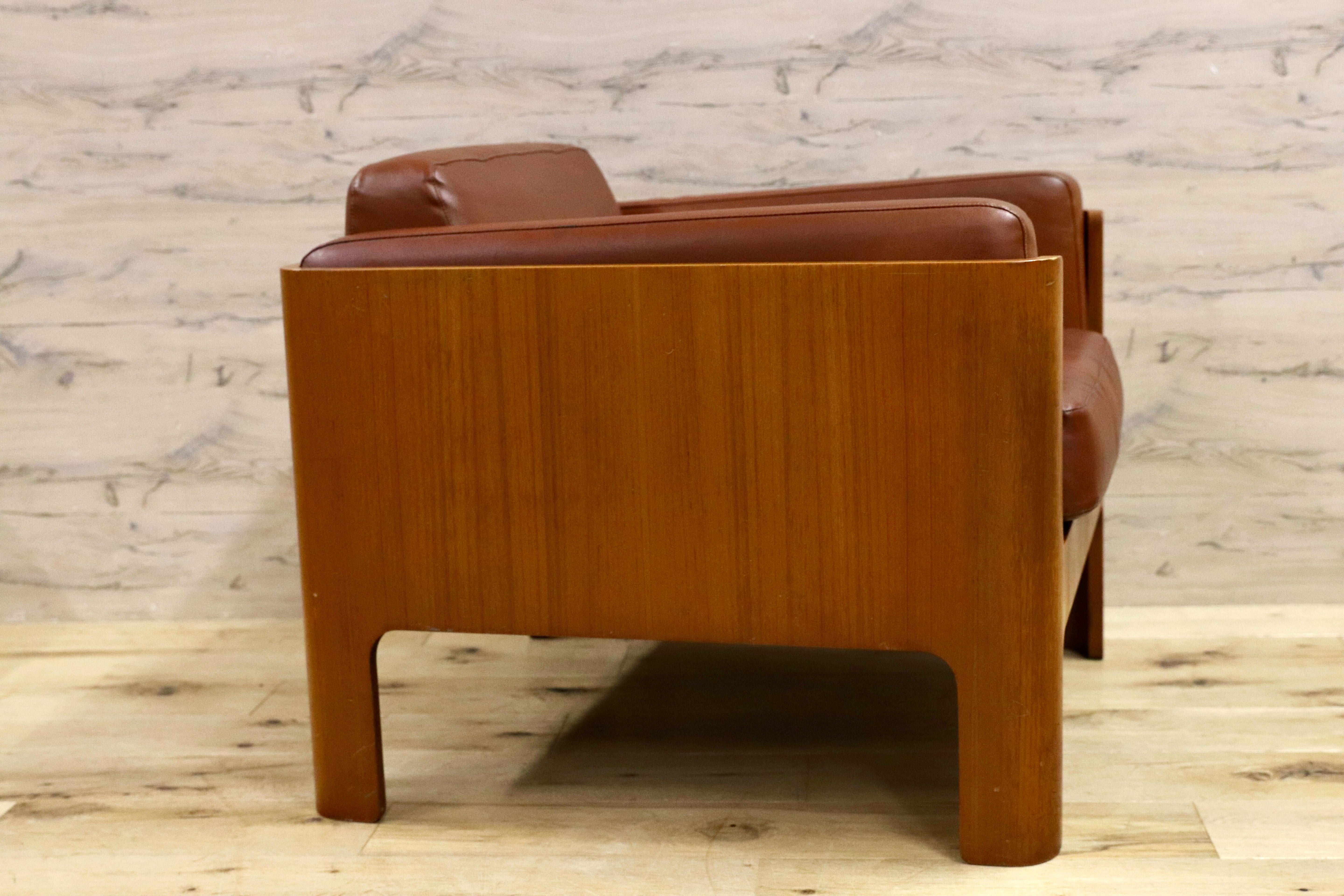 GMIK654A○天童木工 / Tendo HACO ハコ チーク材 ジャパニーズモダン ヴィンテージ 1人掛けソファ シングルソファ 合皮 剣持勇 稀少