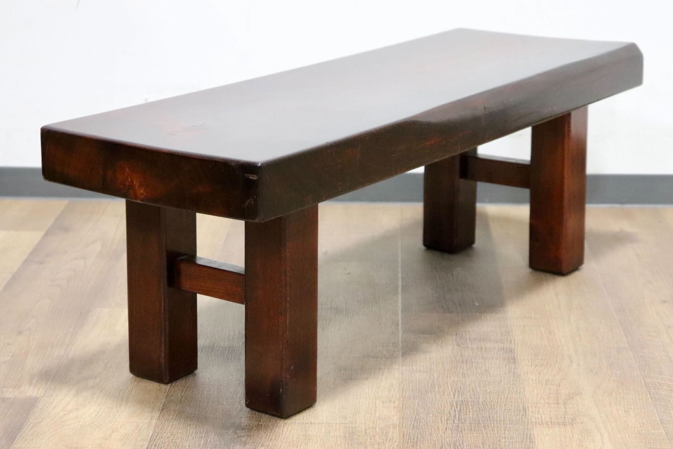 GMHK277B○工房家具 欅材 ケヤキ 無垢 ベンチ 腰掛け 椅子 チェア スツール 飾り台 和家具 和モダン アンティーク レトロ 堅牢 古民家