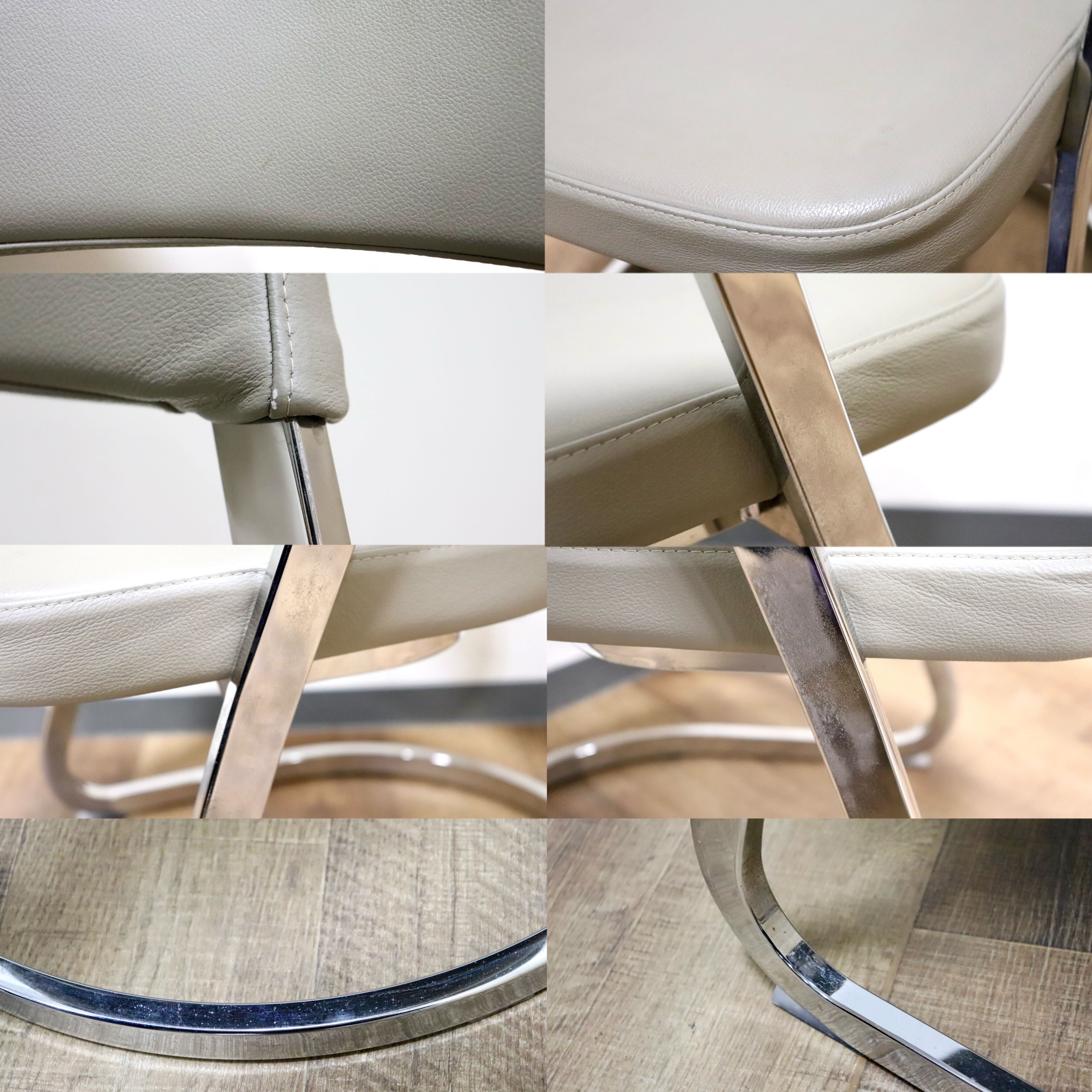 GMHK205C○Calligaris / カリガリス BAY ベイ ダイニングチェア 食卓椅子 サロンチェア 什器 本革 グレー イタリアモダン 定価約6万
