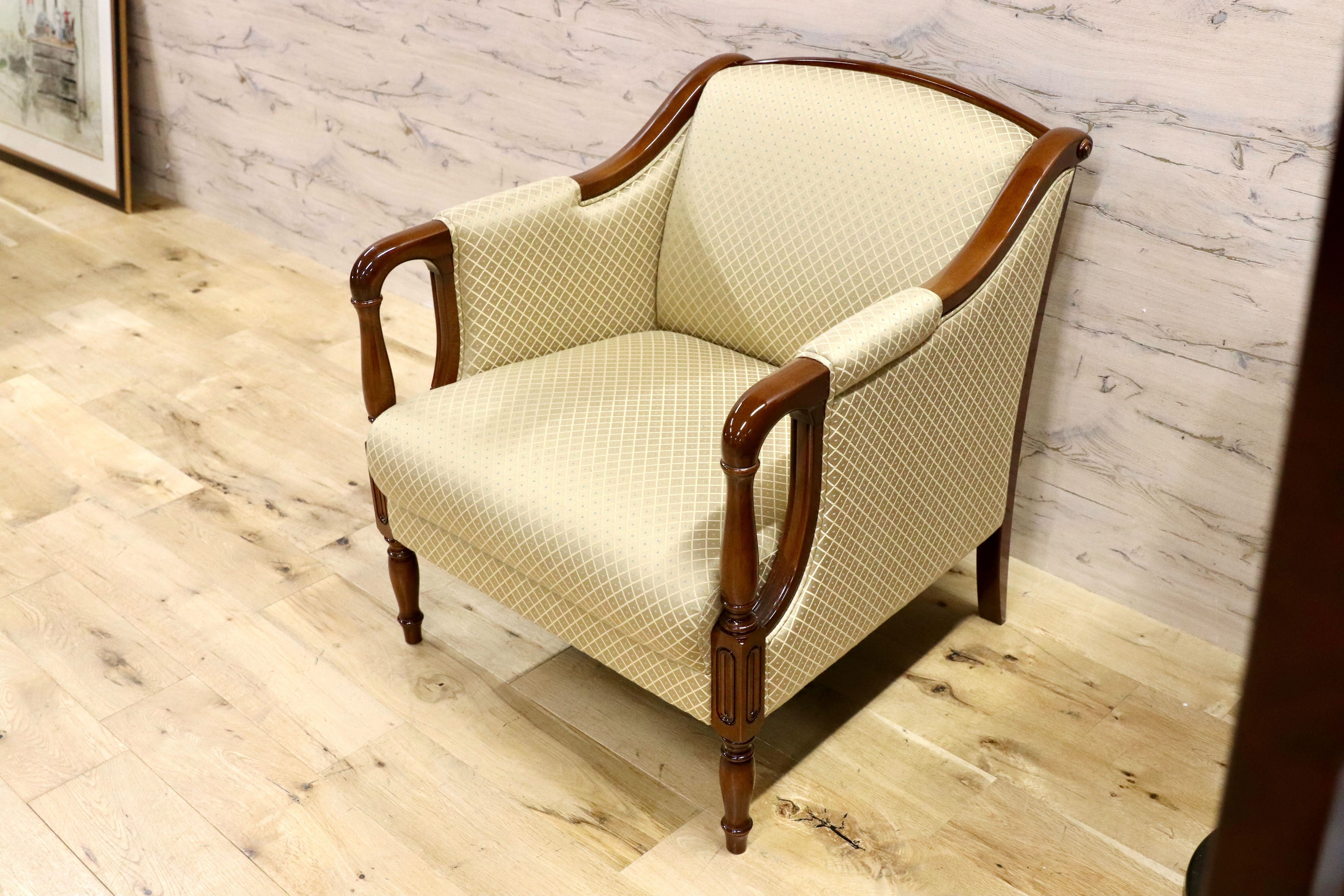 GMHS79○モリシゲ / MORISHIGE Nスペンサー 1人掛けソファ シングルソファ ラウンジチェア IDC大塚家具 定価約22万 展示品