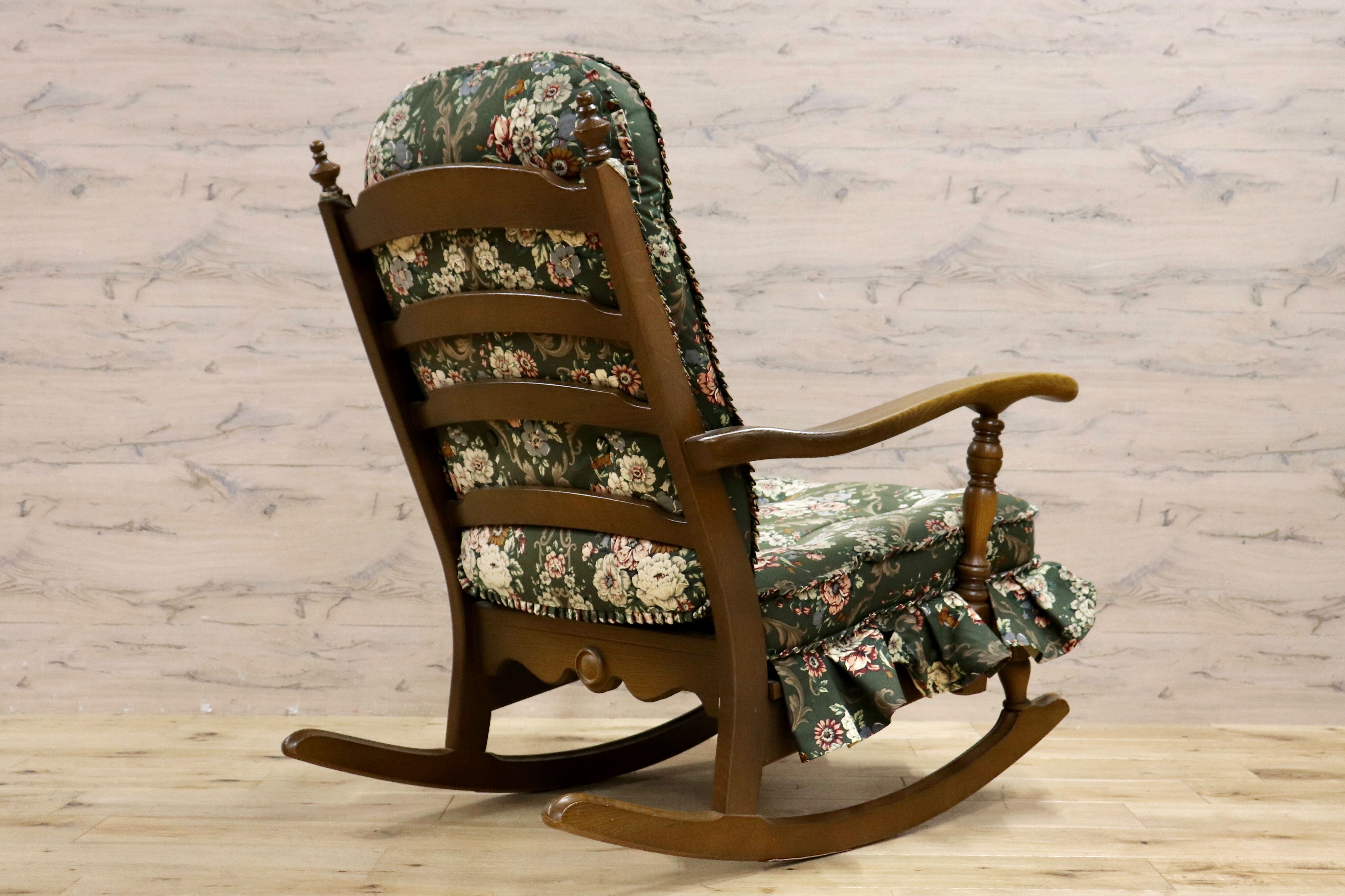 GMIS77○HIDA / 飛騨産業 キツツキ 穂高 ロッキングチェア 揺り椅子 レトロ カフェ チェア 花柄 クラシック アンティーク調 ノスタルジック
